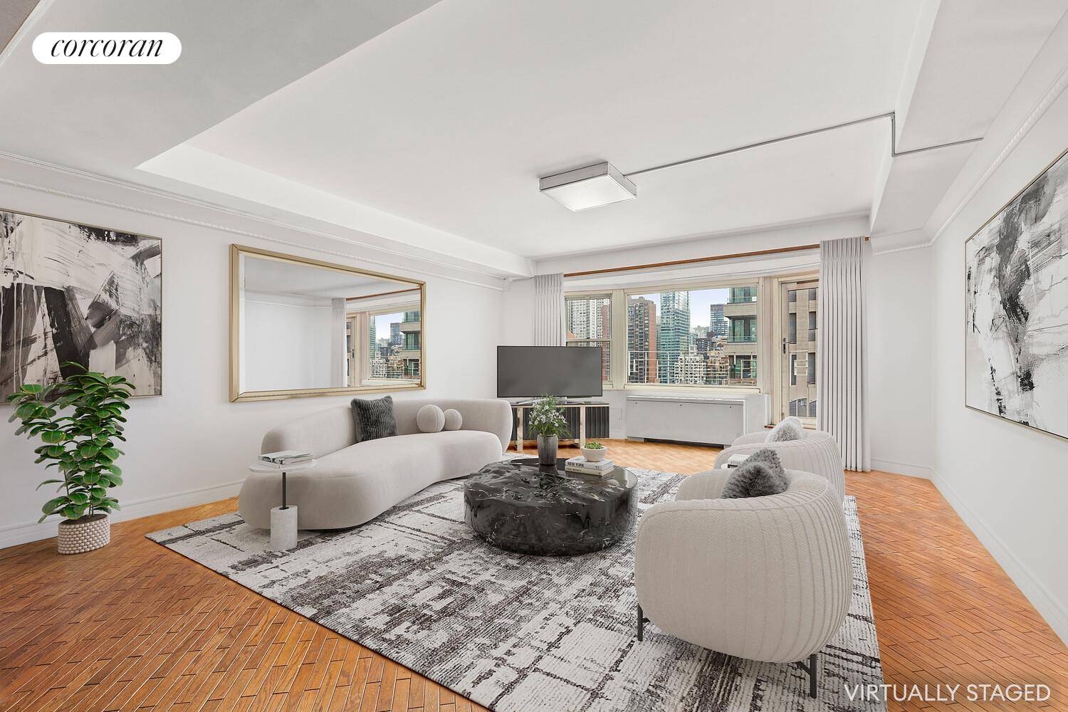 Incredible high floor UES gem, with 40 ft South facing terrace, and views from East River to Billionaires Row skyline.