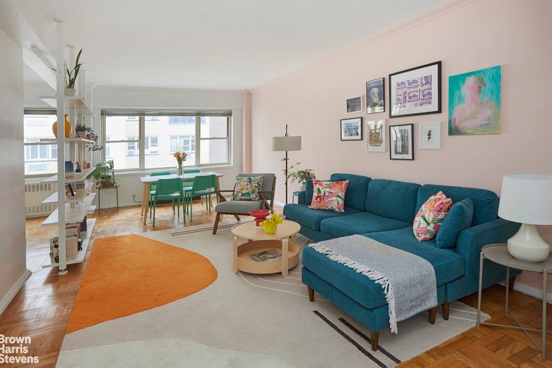 A rare combination of space, light, and flexibility, this oversized one bedroom offers the ease of a convertible two bedroom layout in the full service Sutton House cooperative.