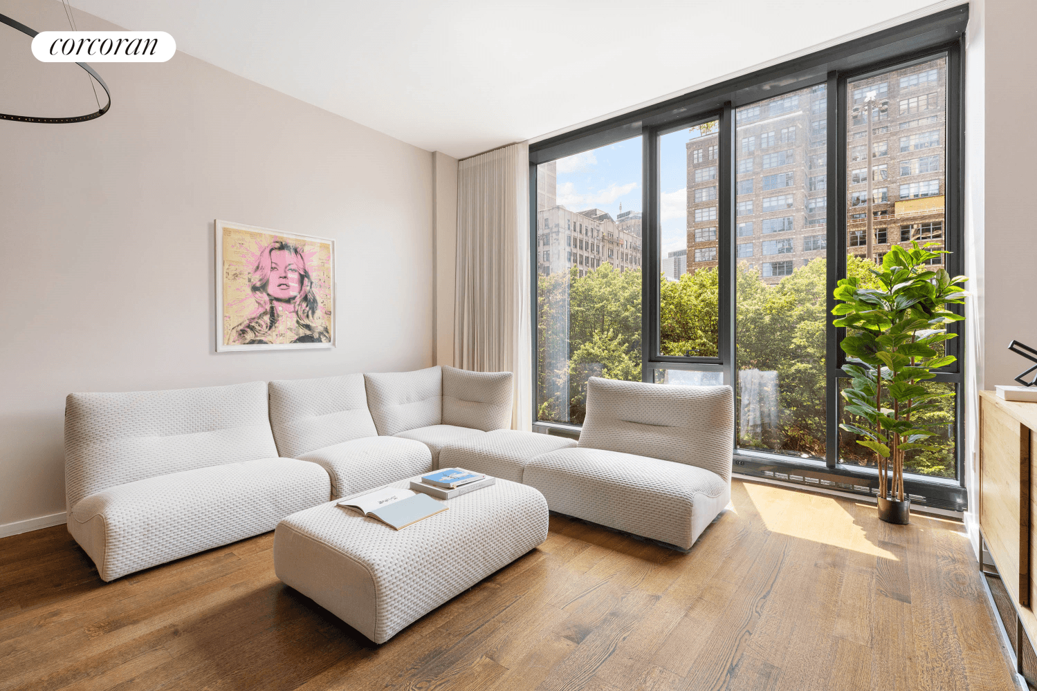 Residence 4C is generously proportioned 1, 193 sqft, 2 bedroom 2 bath loft like home with a spacious south facing living room featuring floor to ceiling windows, open views, and ...
