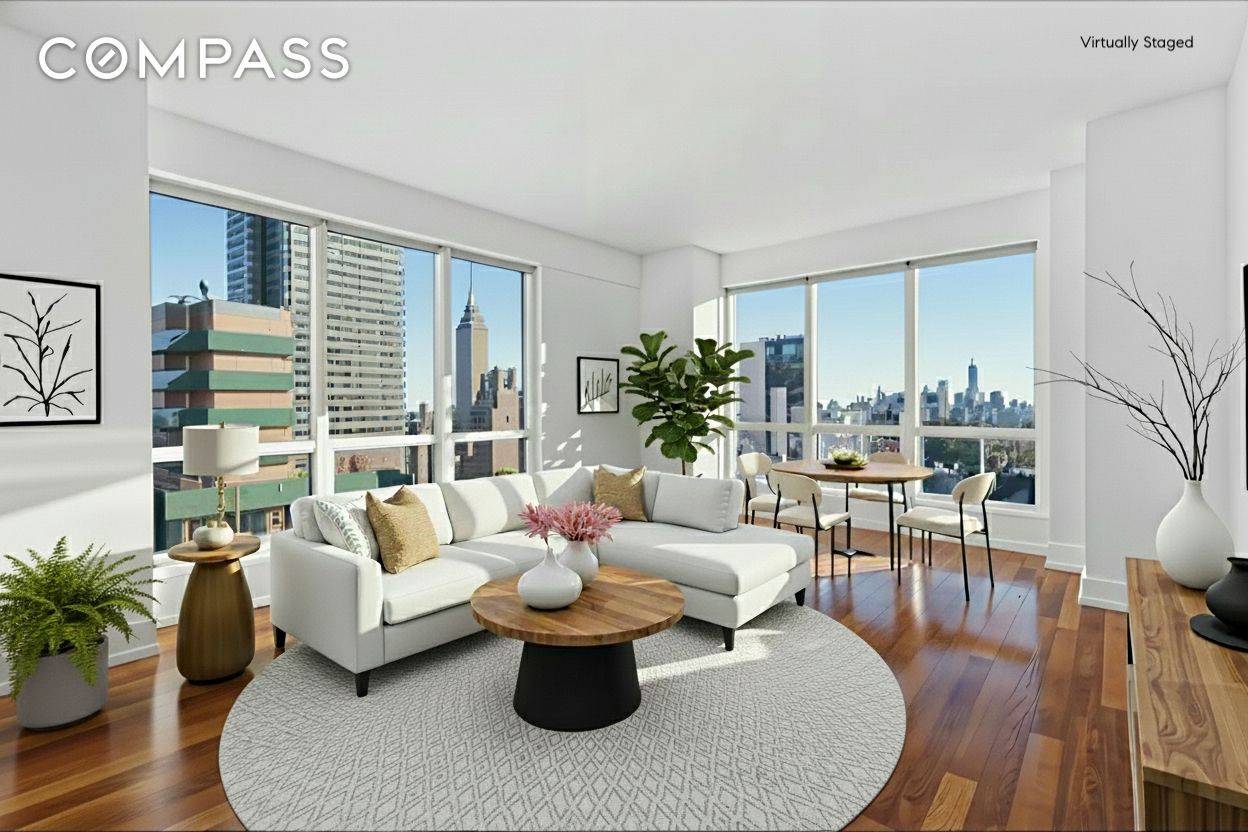 Up in the stratosphere on the 48th floor, this stunning corner 1 Bedroom 1 Bathroom home at the Orion condo is where luxury meets iconic NYC landmark views.