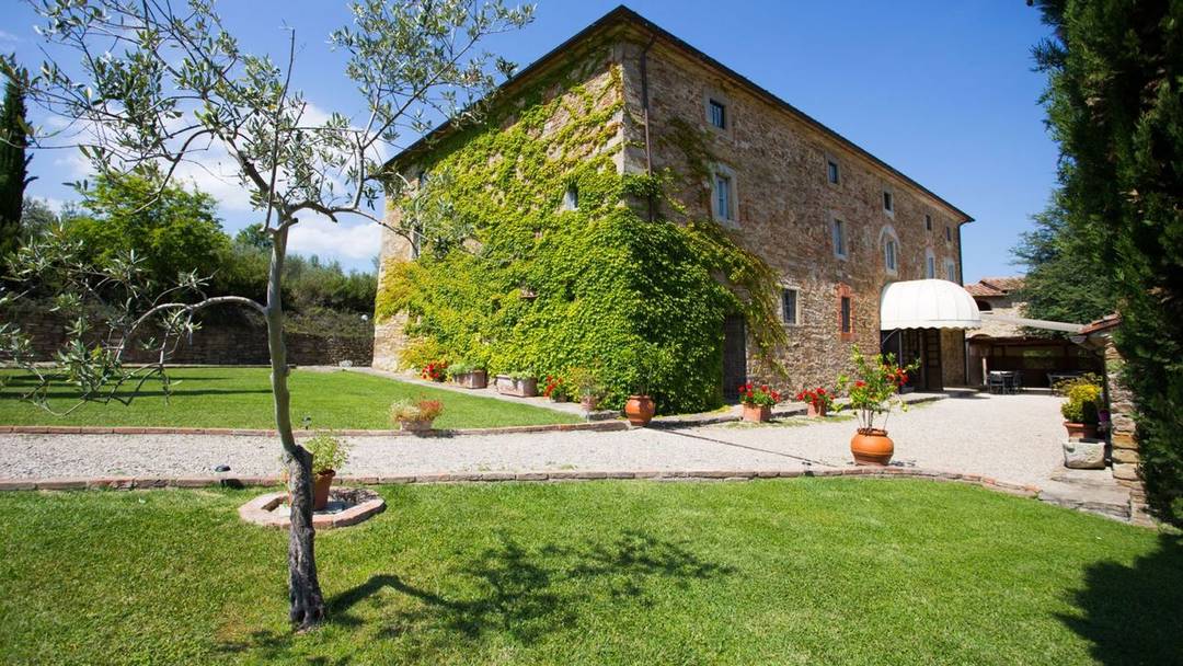 Farm for sale in Arezzo Tuscany. The property estate consists of two restored houses with swimming pool used for accommodation and farm activities.