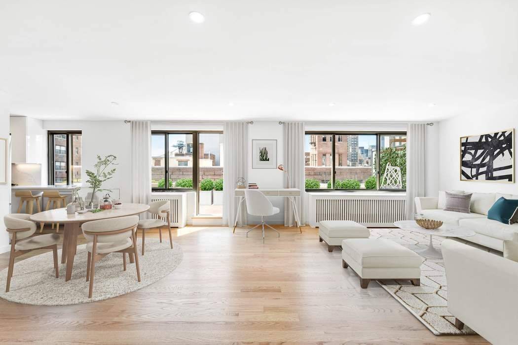 SPONSOR UNIT, NO BOARD APPROVAL, INVESTOR FRIENDLY CONDOP CONDO RULES EXPANSIVE 1 BEDROOM PENTHOUSE WITH 50 FOOT SOUTH FACING TERRACE COMPLETE WALL TO WALL NEW RENOVATION, NEVER LIVED IN.