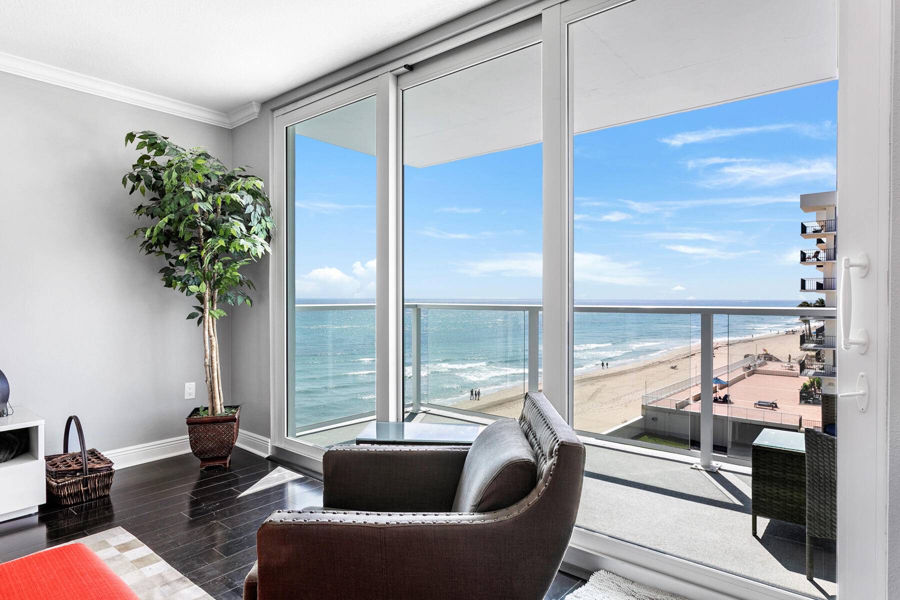 Direct oceanfront 2 bedroom 2 bath corner unit offering breathtaking ocean and beachfront views from both bedrooms and living room !