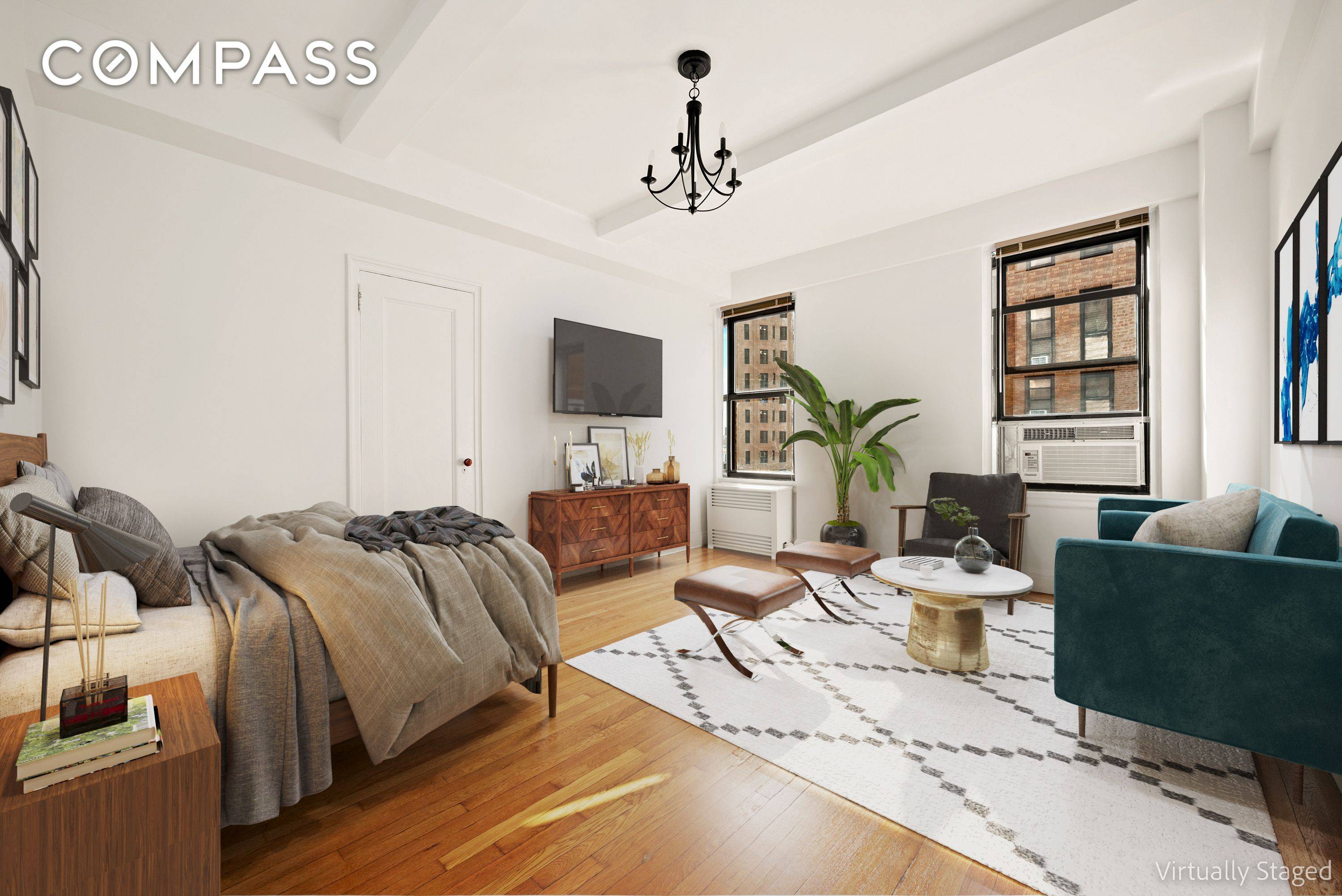 A charming studio apartment with sunny southern exposures awaits you at 243 West End Avenue.