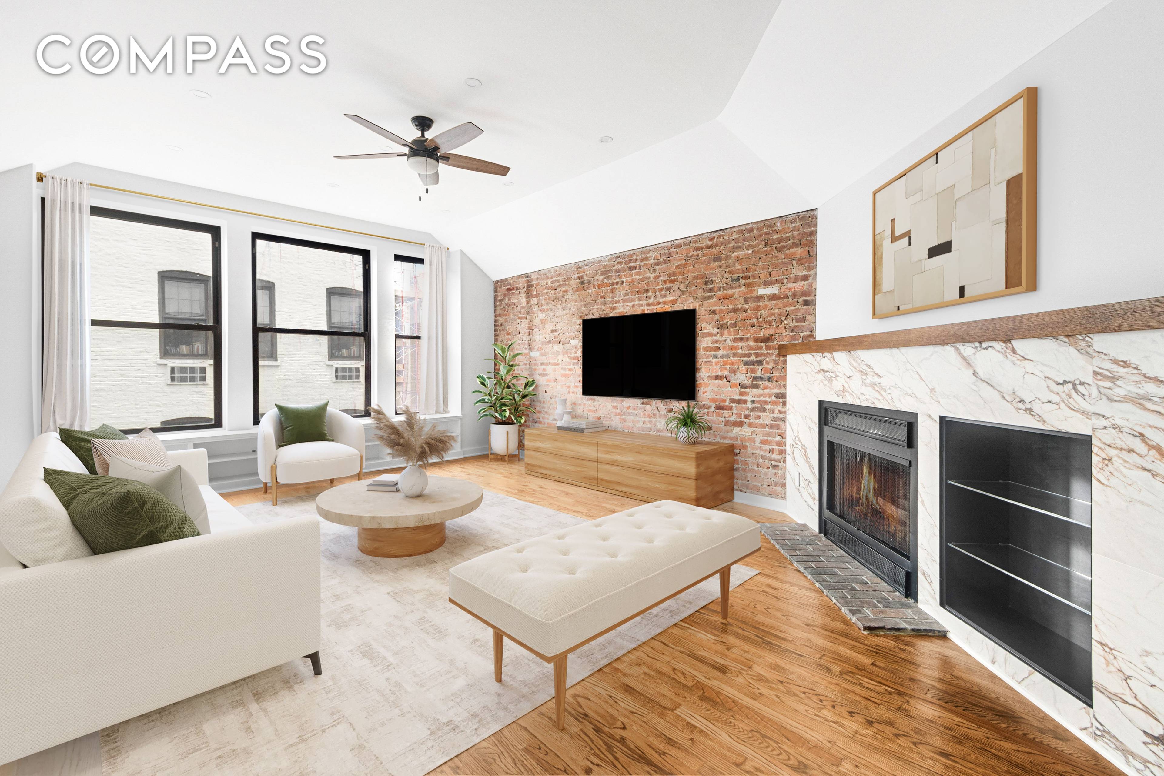SUN SPLASHED amp ; RENOVATED, DREAMY DUPLEX w WORKING FIREPLACE amp ; CENTRAL AC Supremely located and superbly unique, this renovated home is immensely livable and lovable.