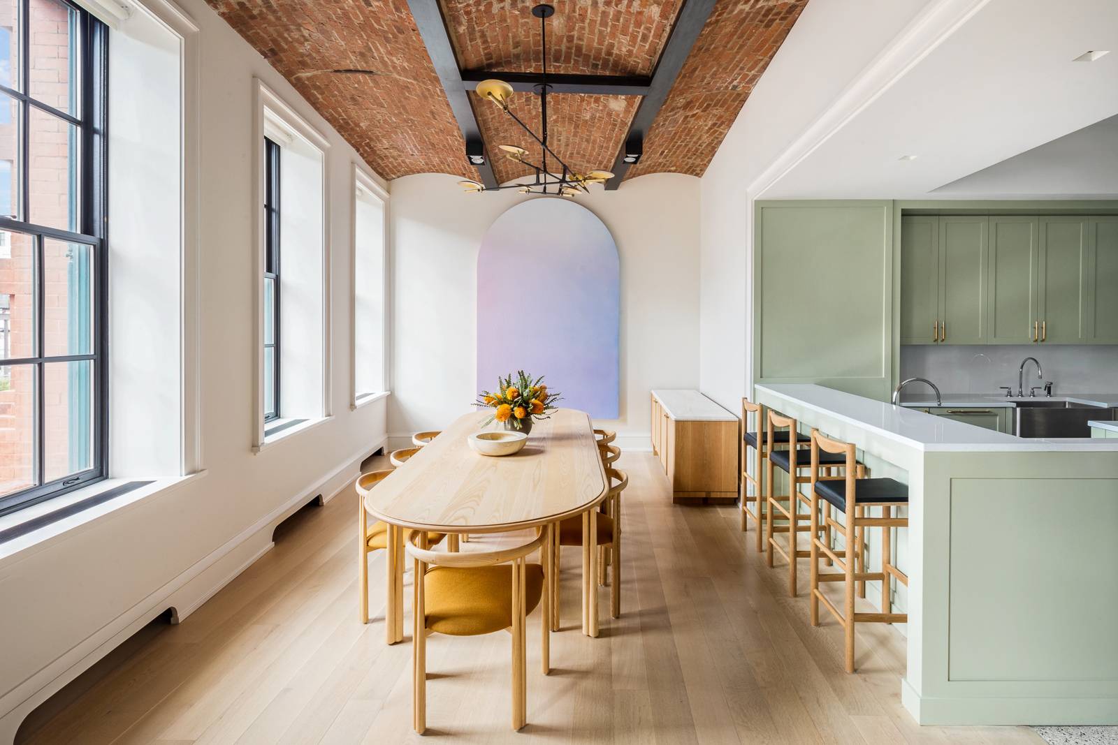 Impeccably designed and meticulously realized by interior design studio For Reference, Penthouse V at 293 Lafayette epitomizes unrivaled luxury and dramatic scale.
