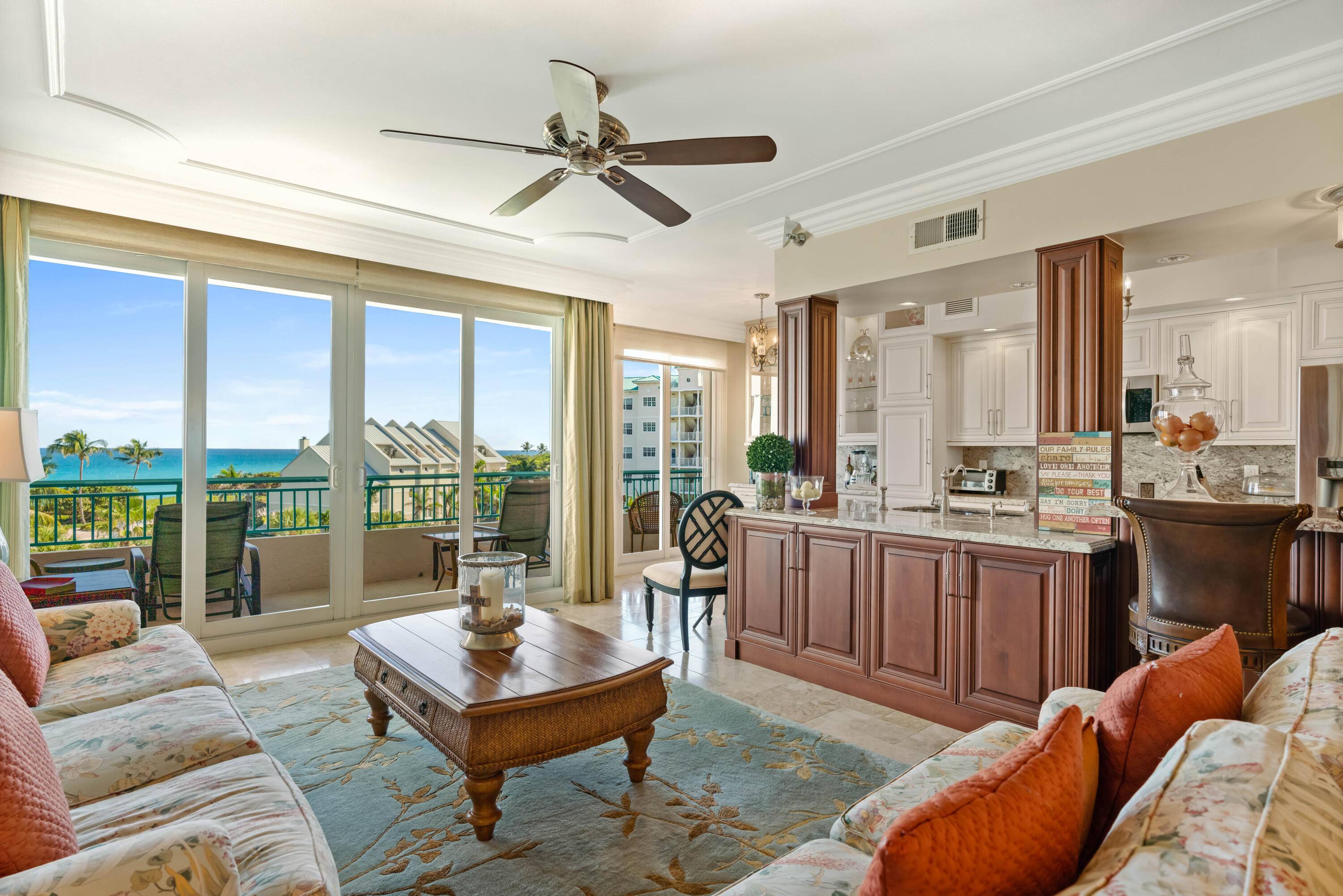 Rare direct ocean 3 BR, 2 Bath, breathtaking Southeast exposure views of the turquoise Atlantic Ocean.