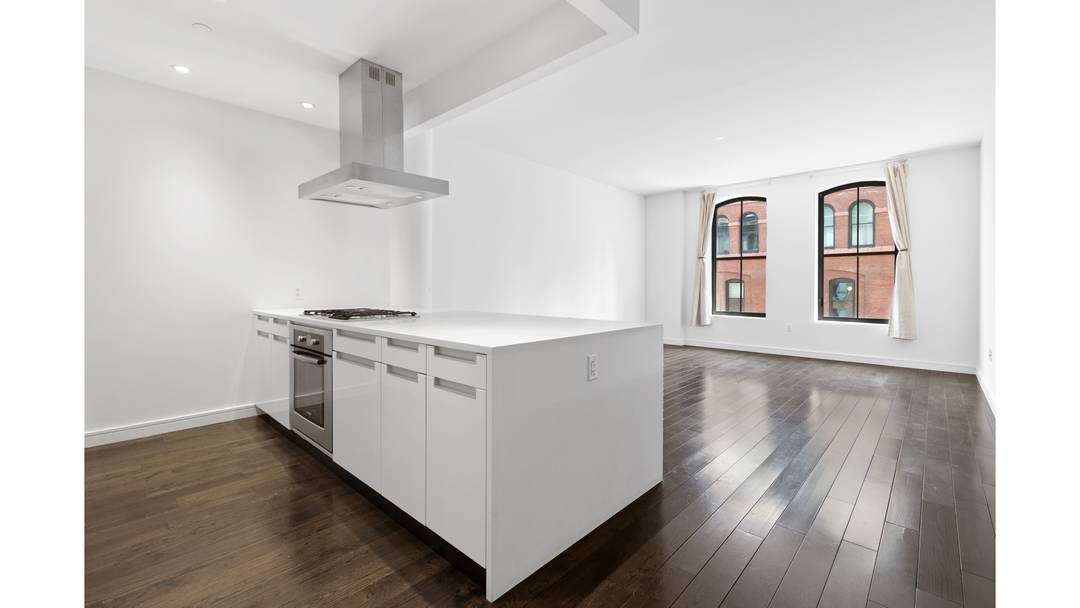 AVAILABLE END OF JULY ! Handsomely laid out 1, 035 square foot alcove loft with 10 ceilings and oversized east facing arched windows.