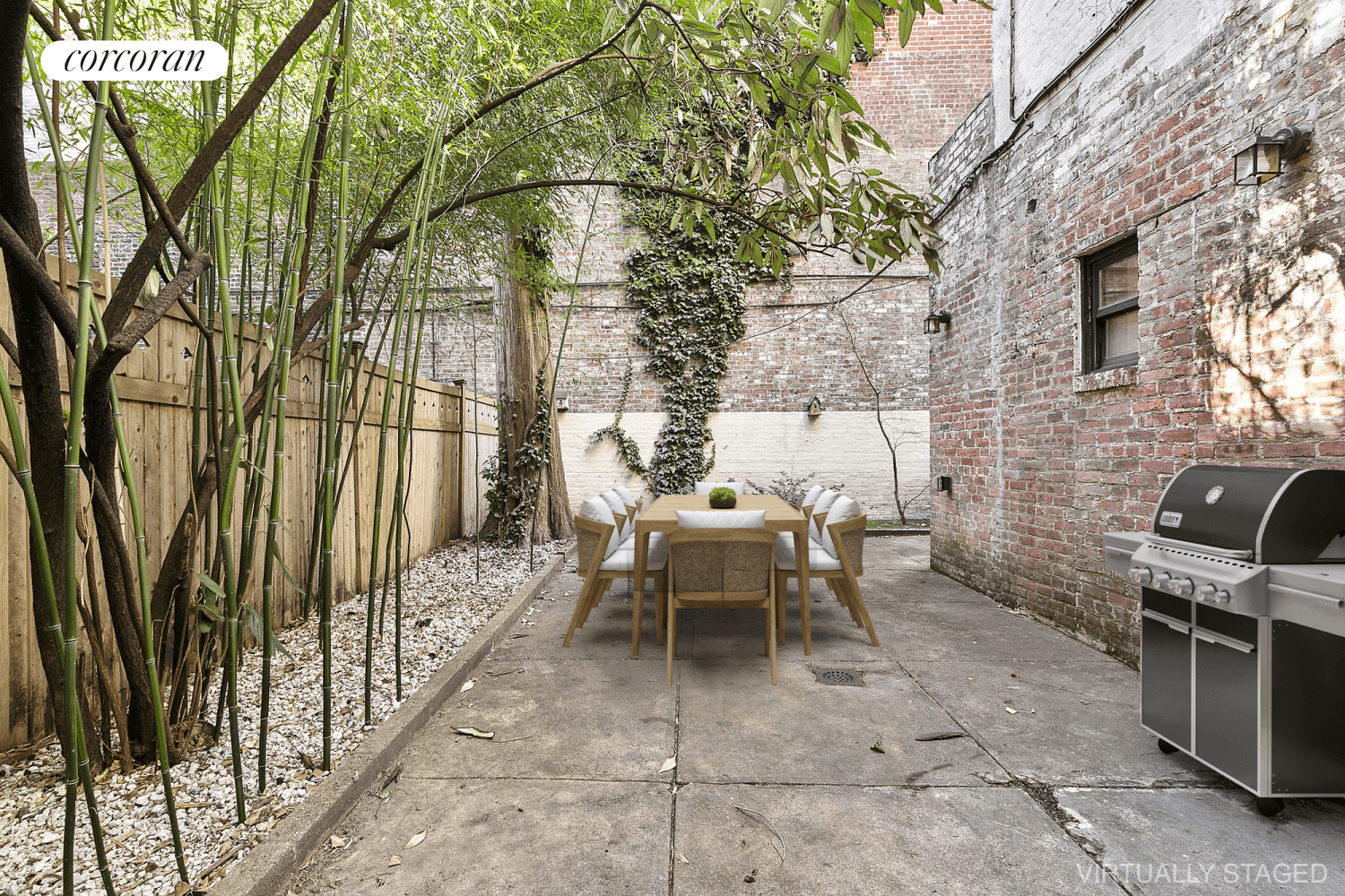 Gorgeous garden level King size one bedroom apartment with 1 1 2 baths, washer and dryer in unit, office nook, and a massive private backyard with a bamboo garden.