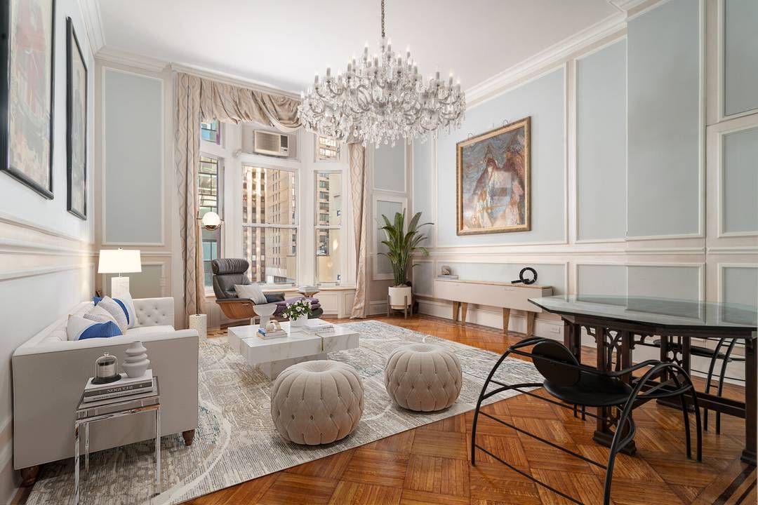 Presenting a grand two bedroom, one and a half bath residence in one of Manhattan's most prestigious landmark buildings.