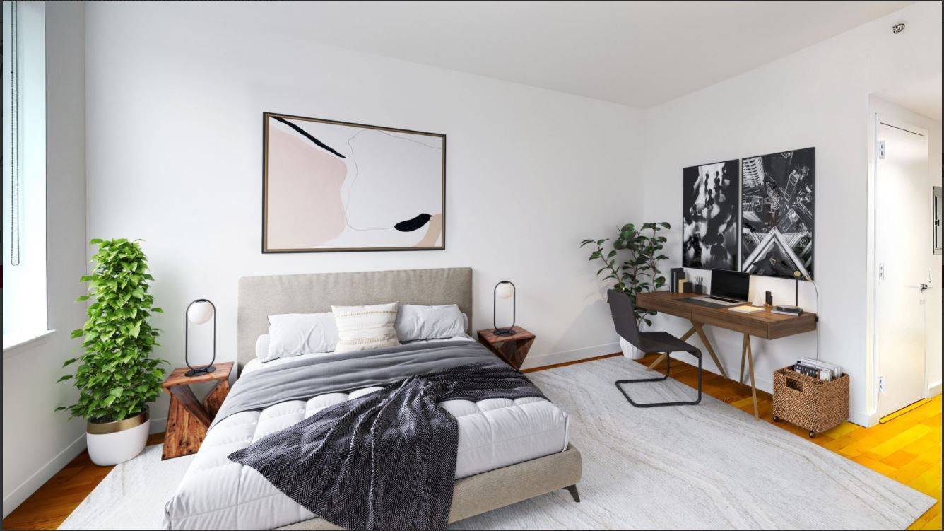 Great studio apartment with floor to ceiling windows, a modern open kitchen with granite counter tops and stainless steel appliances, a giant walk in closet and wood floors throughout.