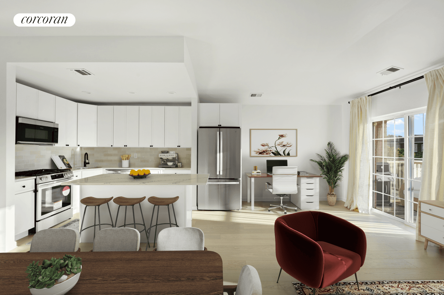 An immaculately reimagined 3 bed, 2 bath condo with parking in a pristine waterfront community.