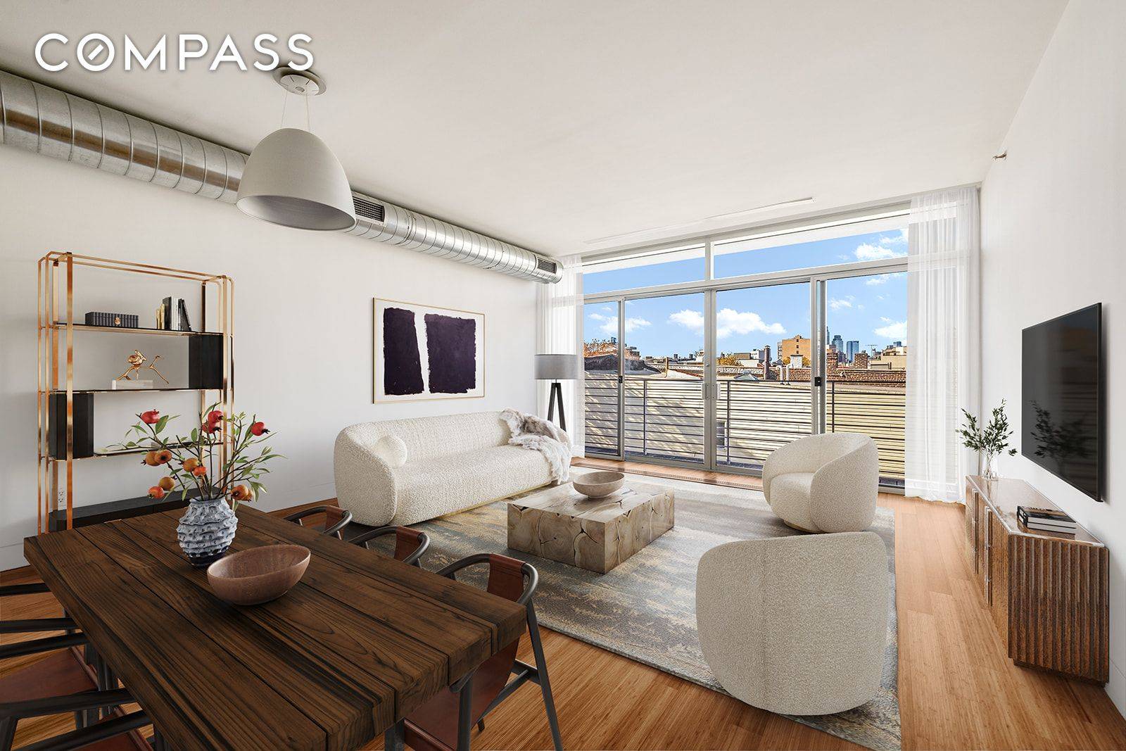 Situated on lovely Manhattan Avenue in the heart of Williamsburg, this beautiful 2 bed 2 bath condo features a spacious open layout with an industrial style design.