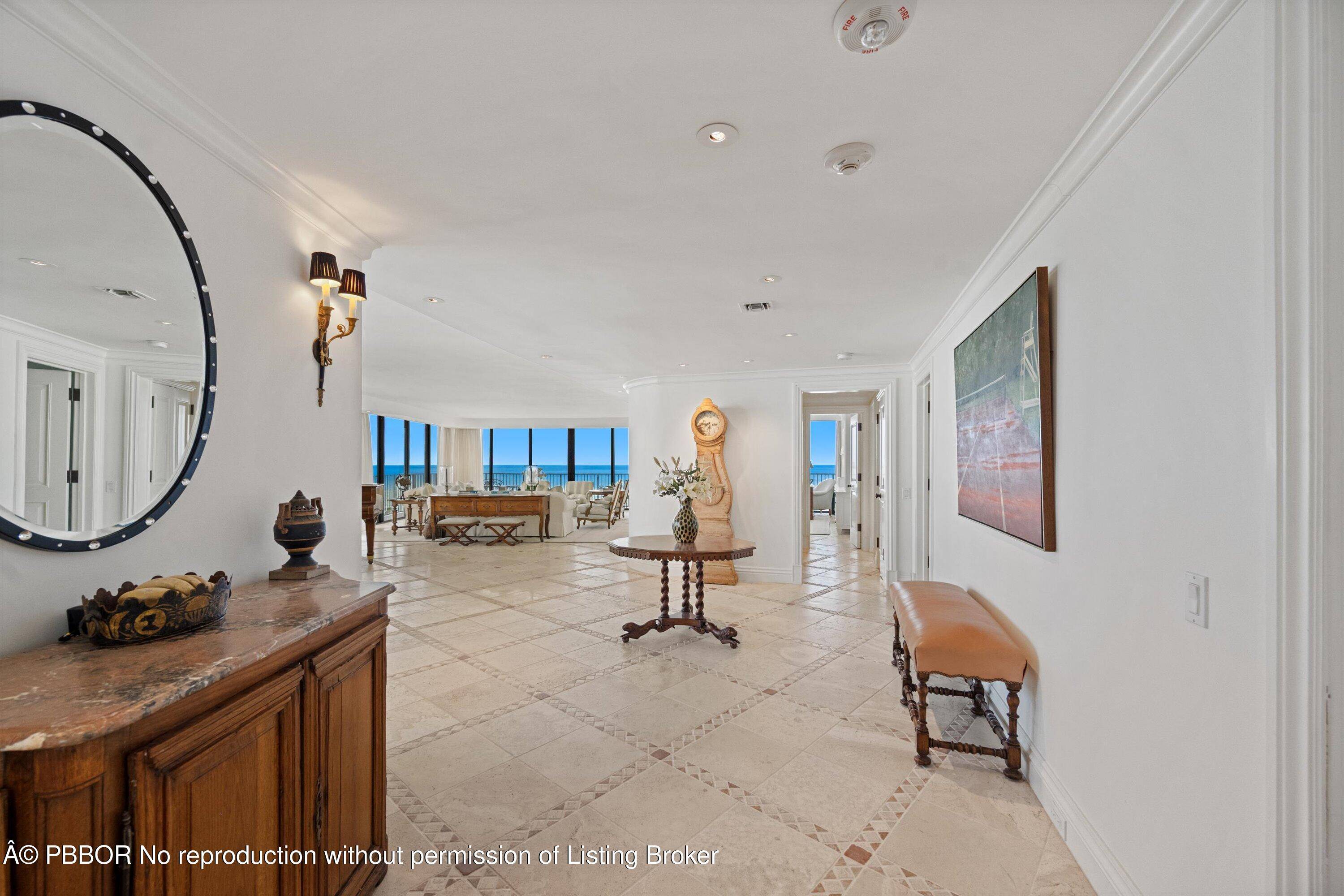 Rarely available and beautifully situated in one of Palm Beach's most exclusive oceanfront buildings, this 3BR 4.