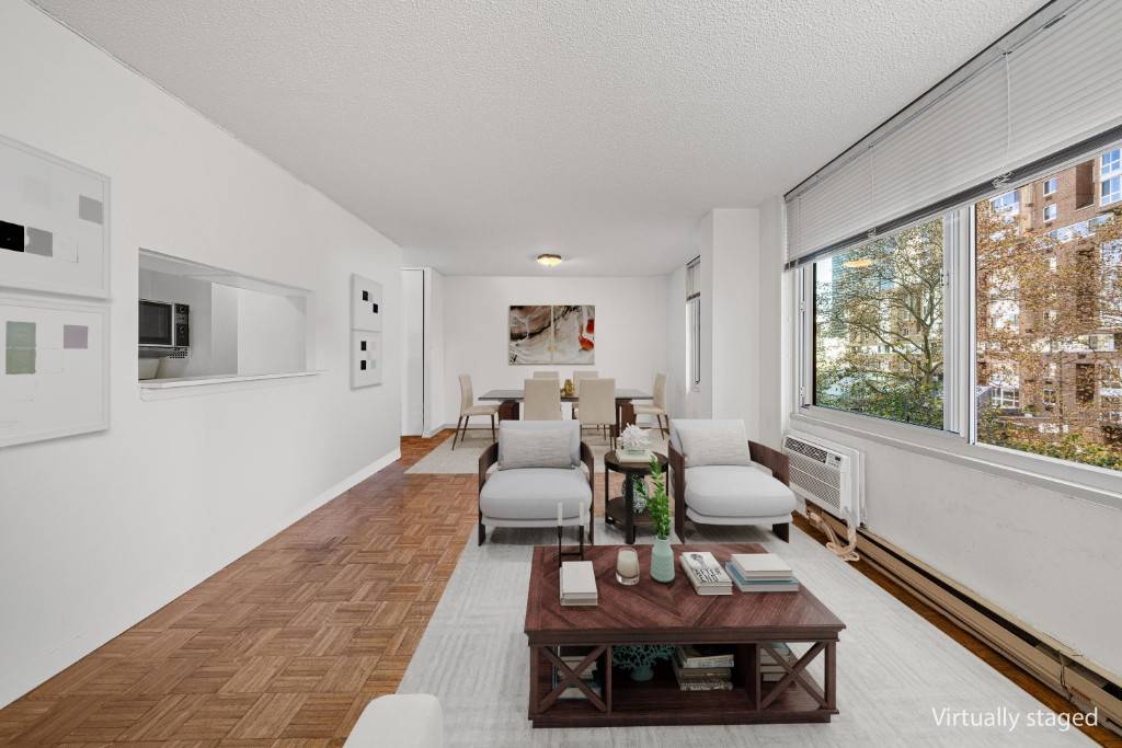 Welcome to this spacious one bedroom apartment in Island House, a sought after coop community on Roosevelt Island.