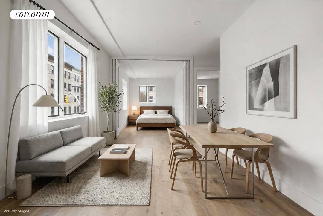 Welcome to this thoughtfully designed two bedroom, one bath residence offering 570 square feet of efficient, light filled living.