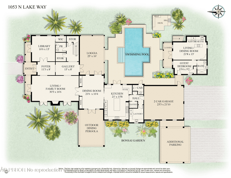 Welcome to 1053 N Lake Way, a stunning 5 bedroom plus office North End Estate with two structures main house and guest house all situated on an oversized lot on ...
