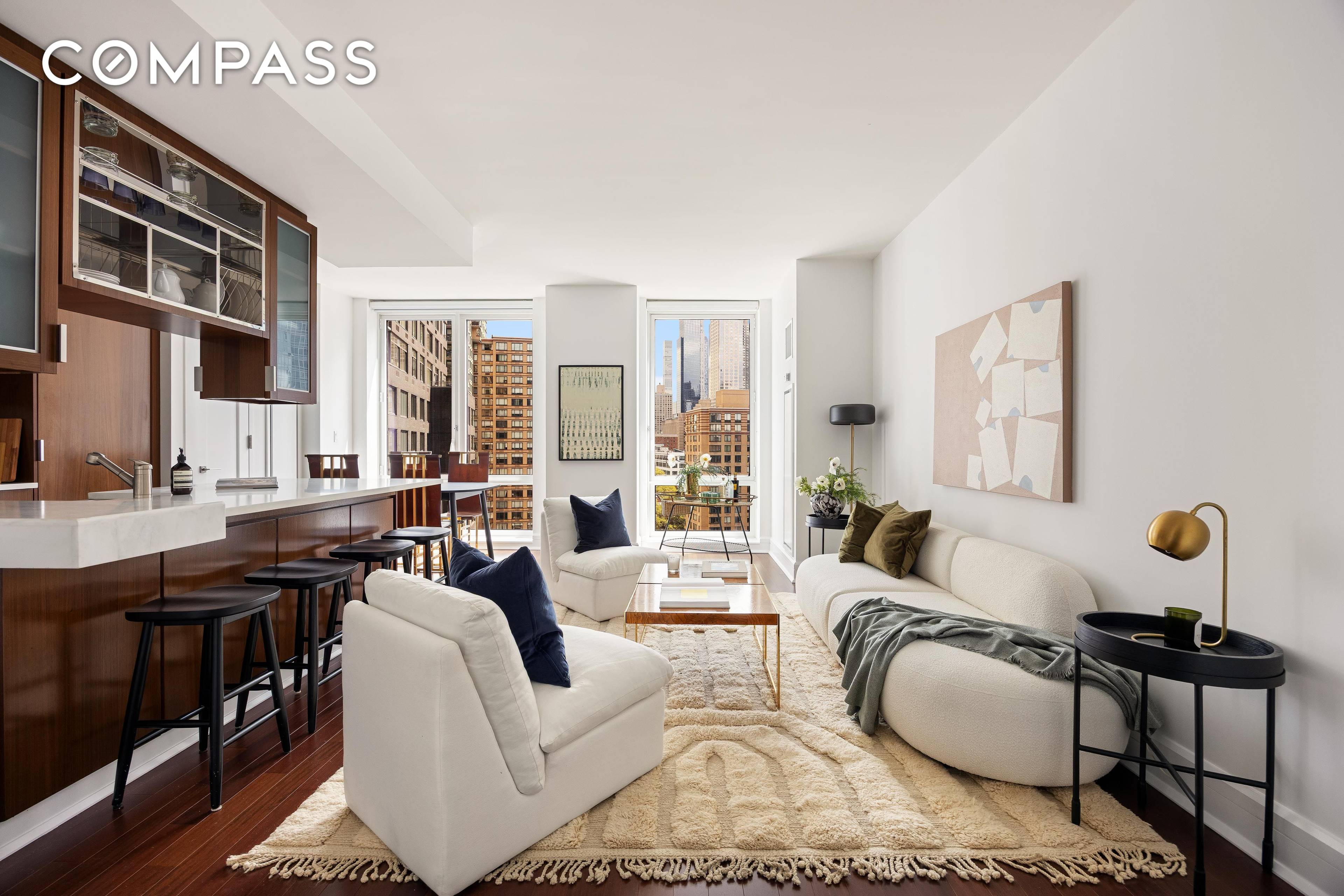 60 Riverside Boulevard, Residence 1508 is a luxe, 839 square foot 1 bedroom, 1 bathroom condominium.