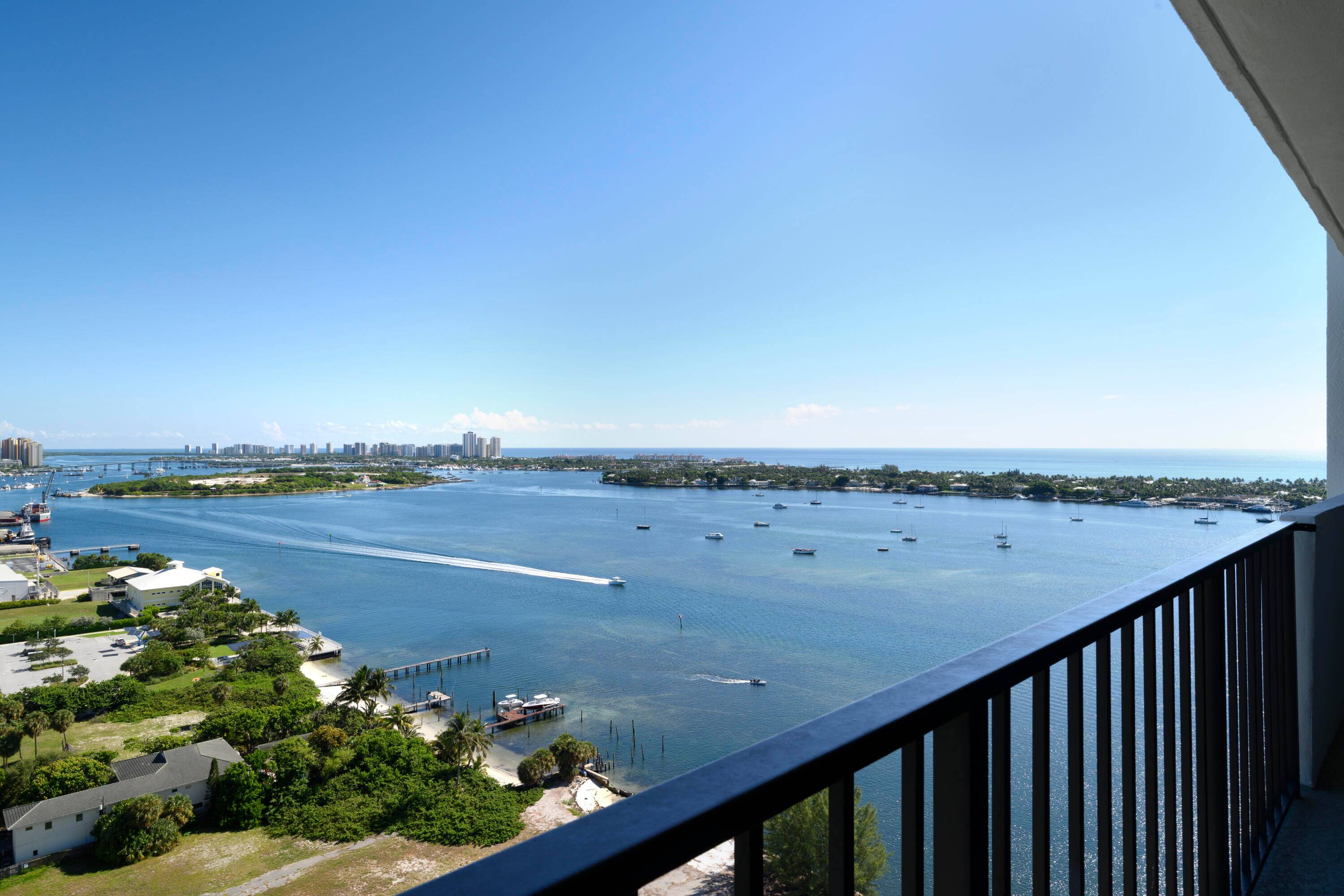 Stunning northeast views of the Intracoastal, Palm Beach, Peanut Island, Singer Island and the Ocean from this highly sought after 3 bedroom floor plan located in The Palm Beach House.