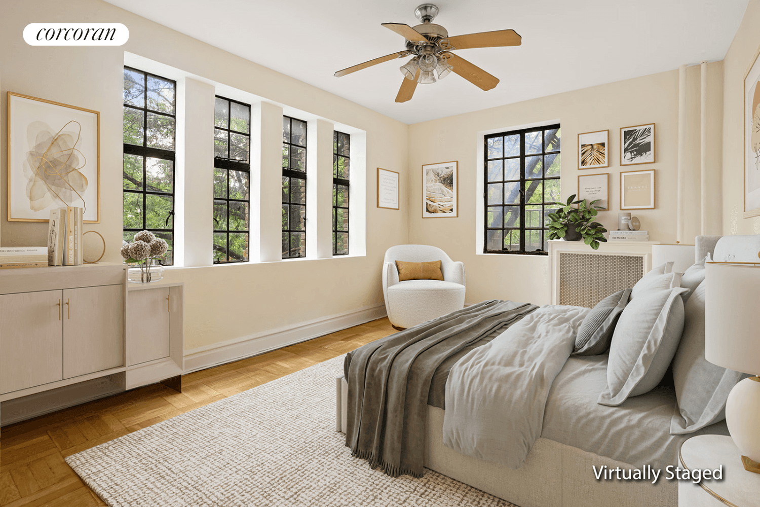 Sun flooded and spacious one bedroom in much sought after Hudson View Gardens.