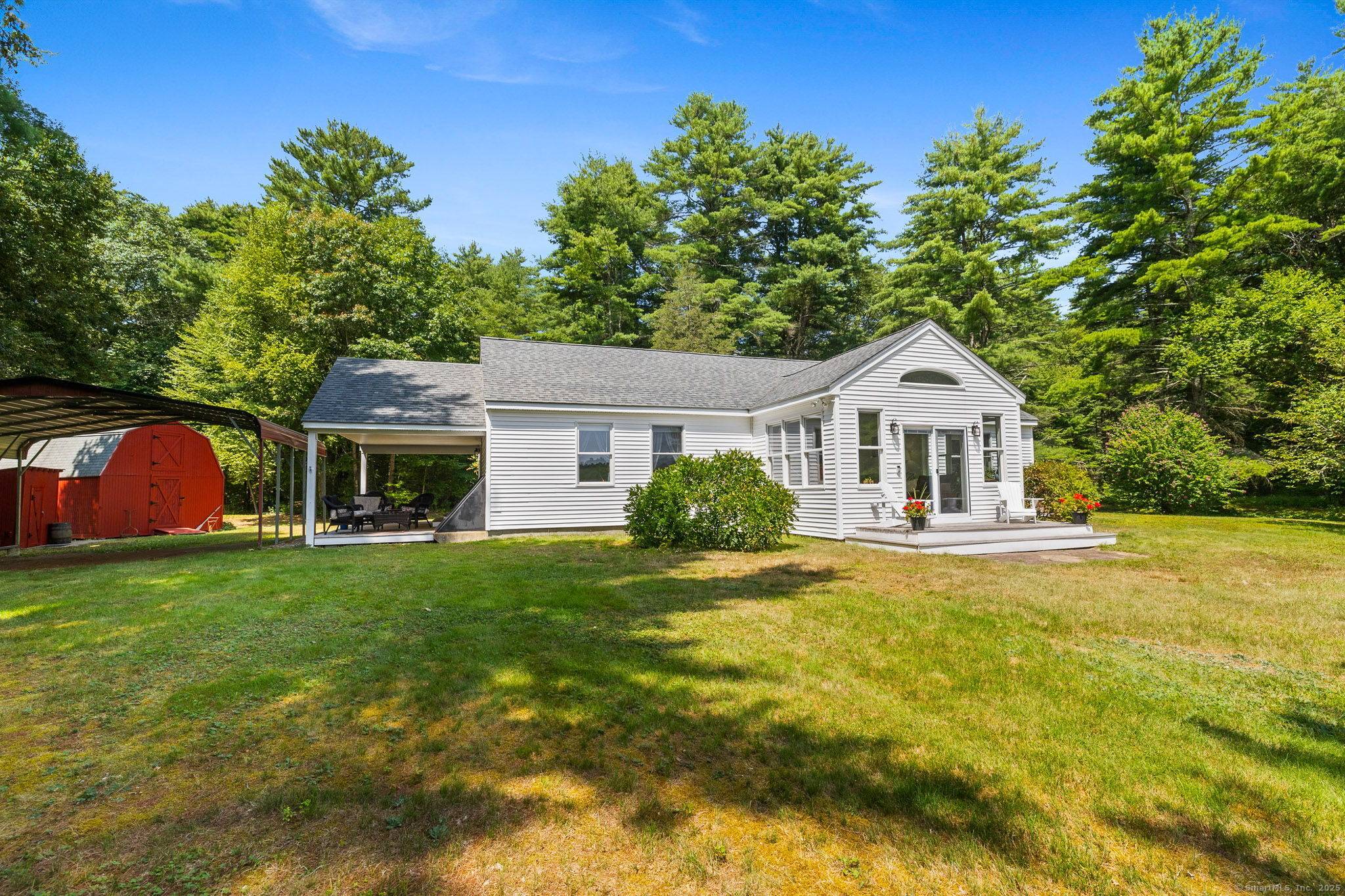 Discover the serenity of waterfront living in this charming 3 bedroom, 2 full bath ; ranch home, offering approximately 150 feet of private water frontage on Bailey Pond.