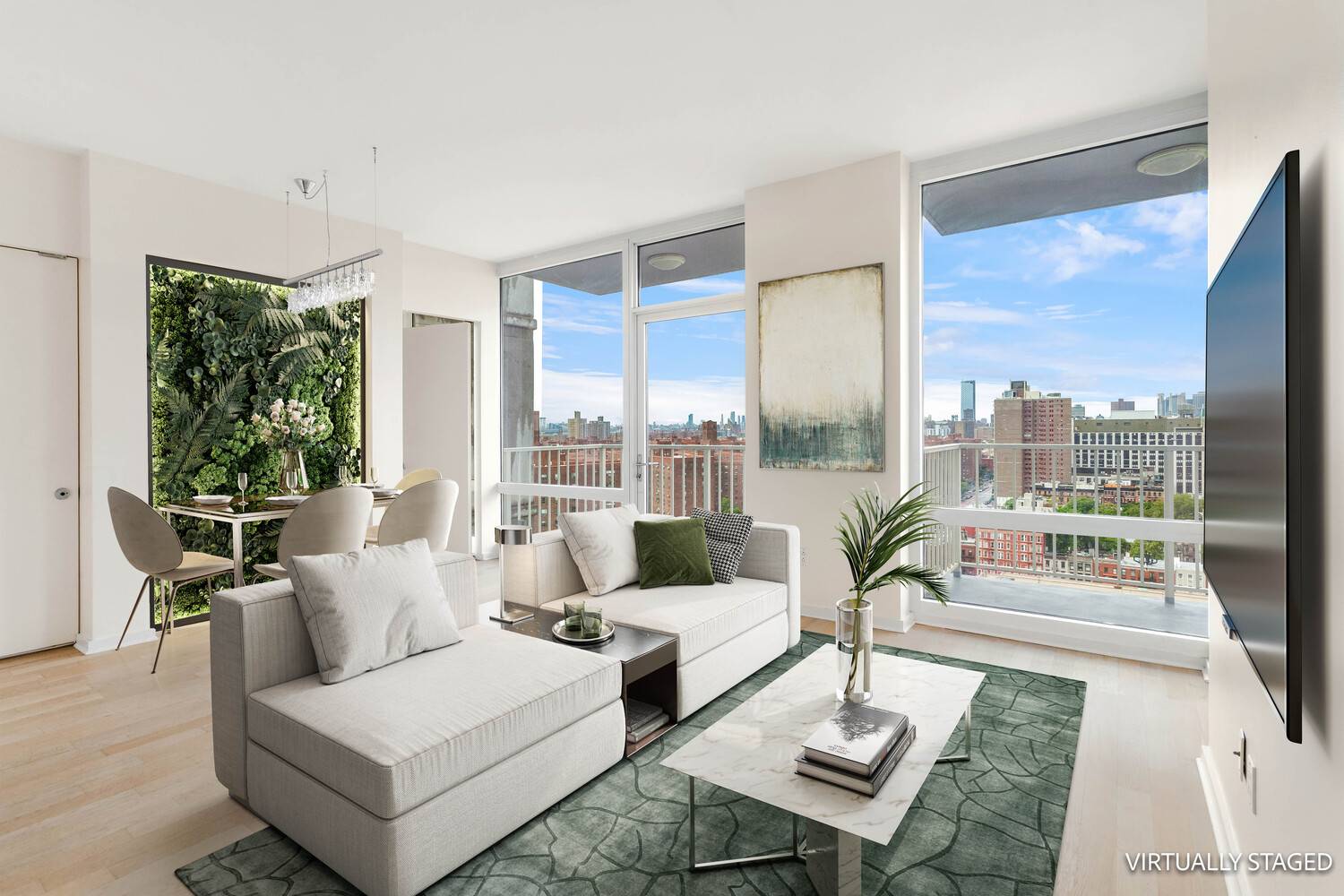 RARE 2 bedroom, 2 bathroom Penthouse with TWO BALCONIES and unobstructed views of the city skyline !