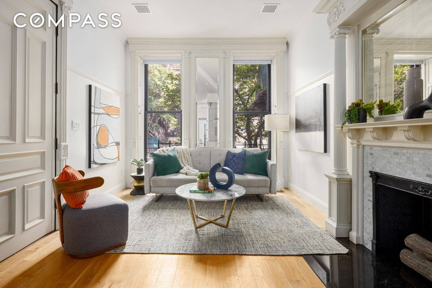 This stunning, brand new parlor floor boasts high ceilings, pre war details and modern finishes.