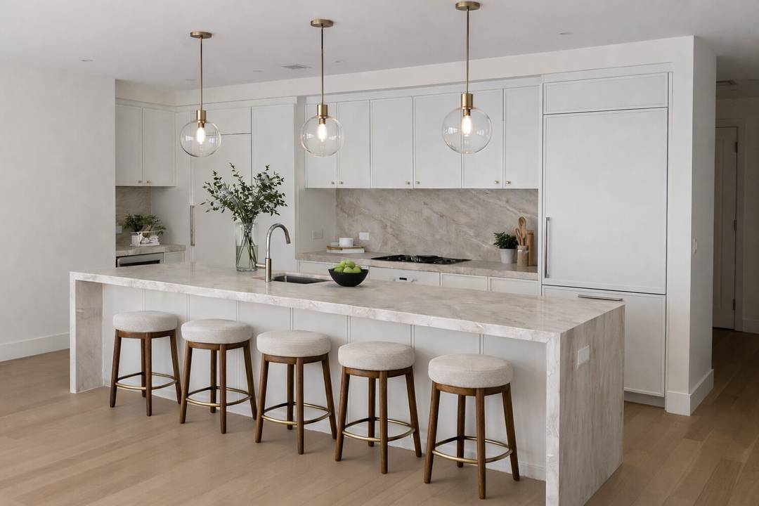 This spacious, light filled 2, 170 square foot, 3 bedroom, 3 bathroom with home office opens to a formal entry foyer with 5 plank white oak floors and classic Upper ...