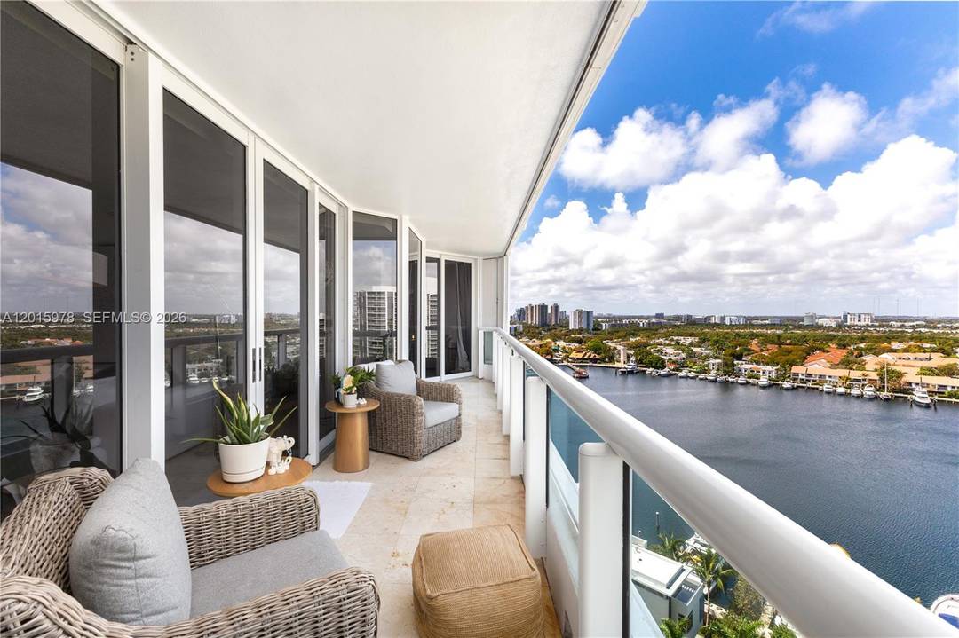 Bright and spacious 2 bedroom, 2 bath residence in the South Tower at The Point with totally unobstructed panoramic views of the marina at the Waterways and spectacular sunsets.