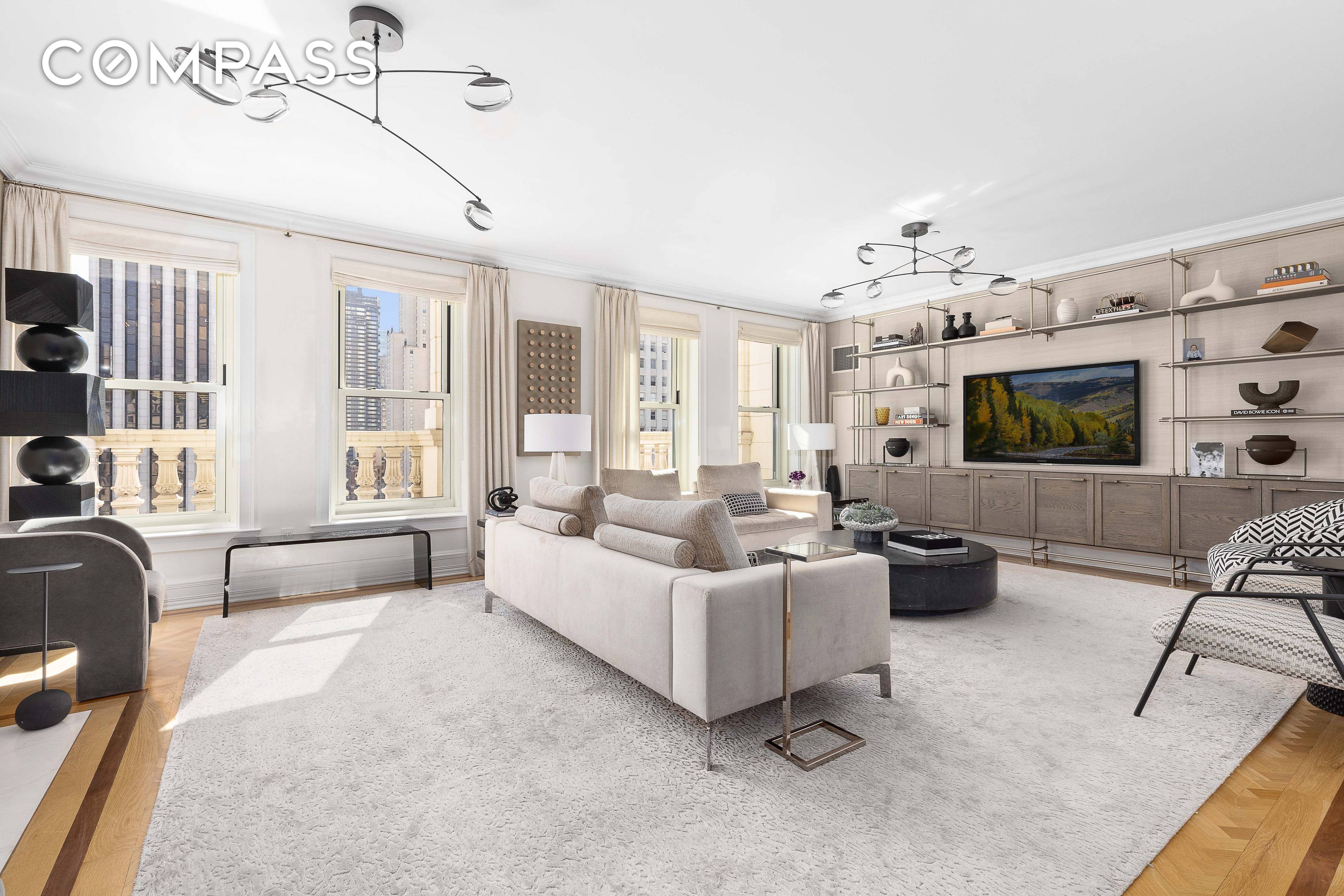 Residence 1513 in the world renowned Plaza is a beautifully designed and light filled 5 room, 2 bedroom, 2.