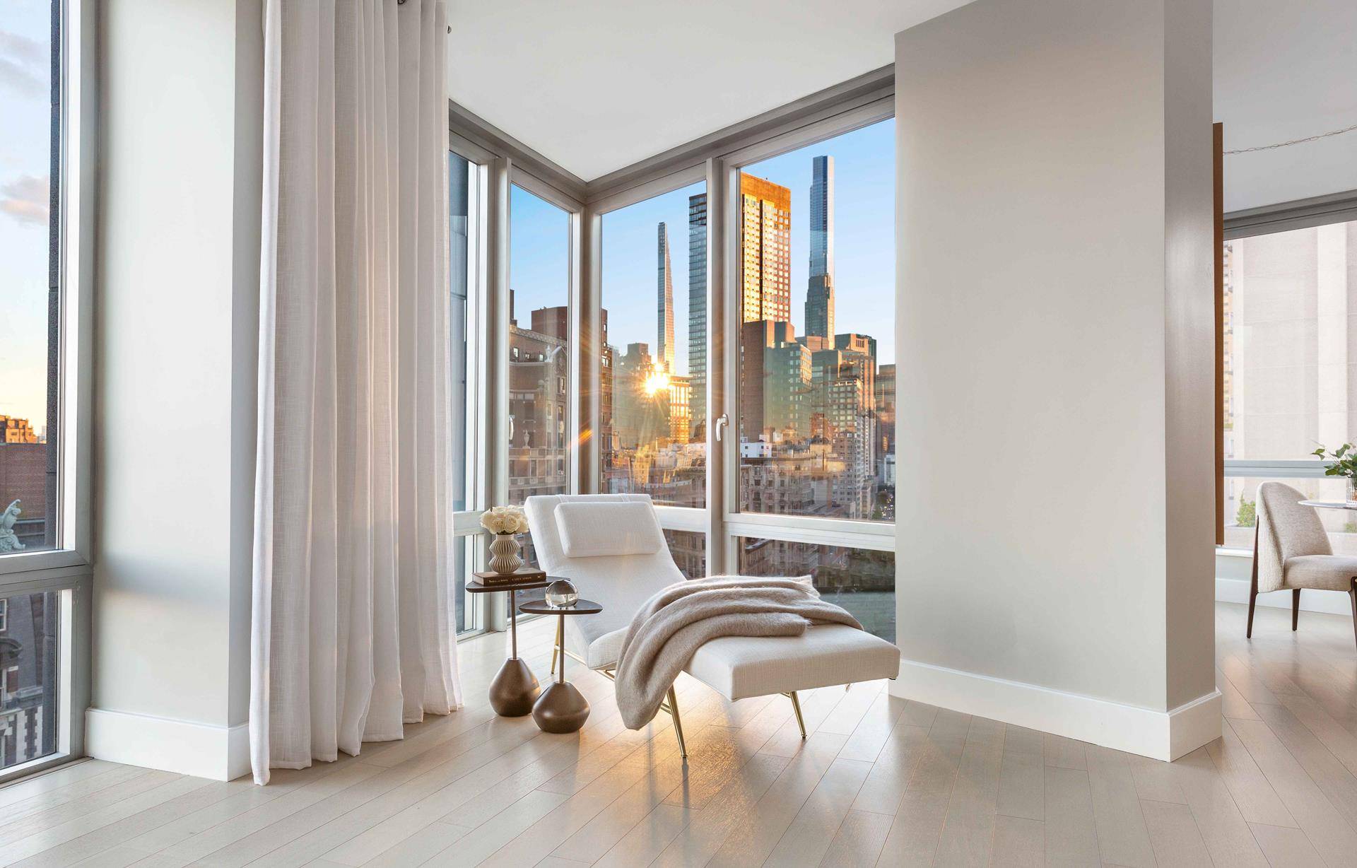 This magnificent, 2, 834 square foot, four bedroom, four and a half bathroom home unveilssweeping Upper West Side views from Central Park to Columbus Circle through south, east, and west ...