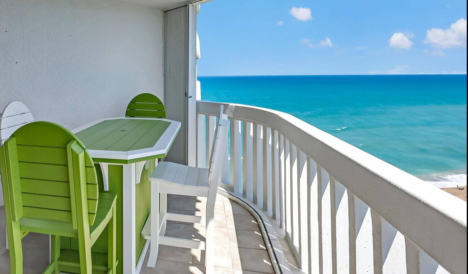 Unique panoramic views overlooking both the Atlantic Ocean and the Indian River Lagoon, from the wrap around balcony.