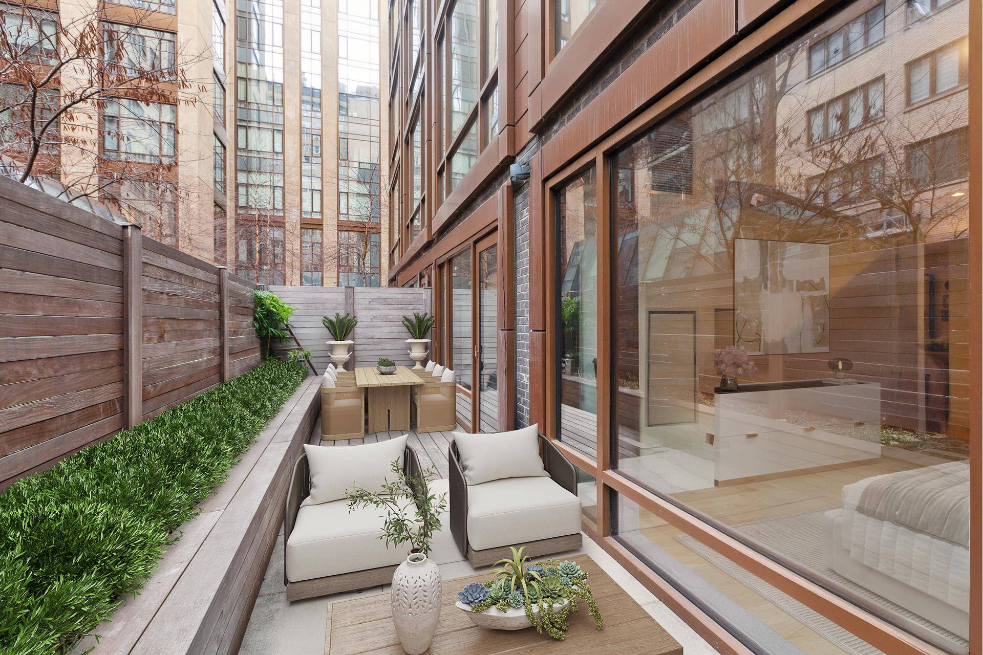 This unique one bedroom has a private terrace at the Modern 230 E 20th Street.