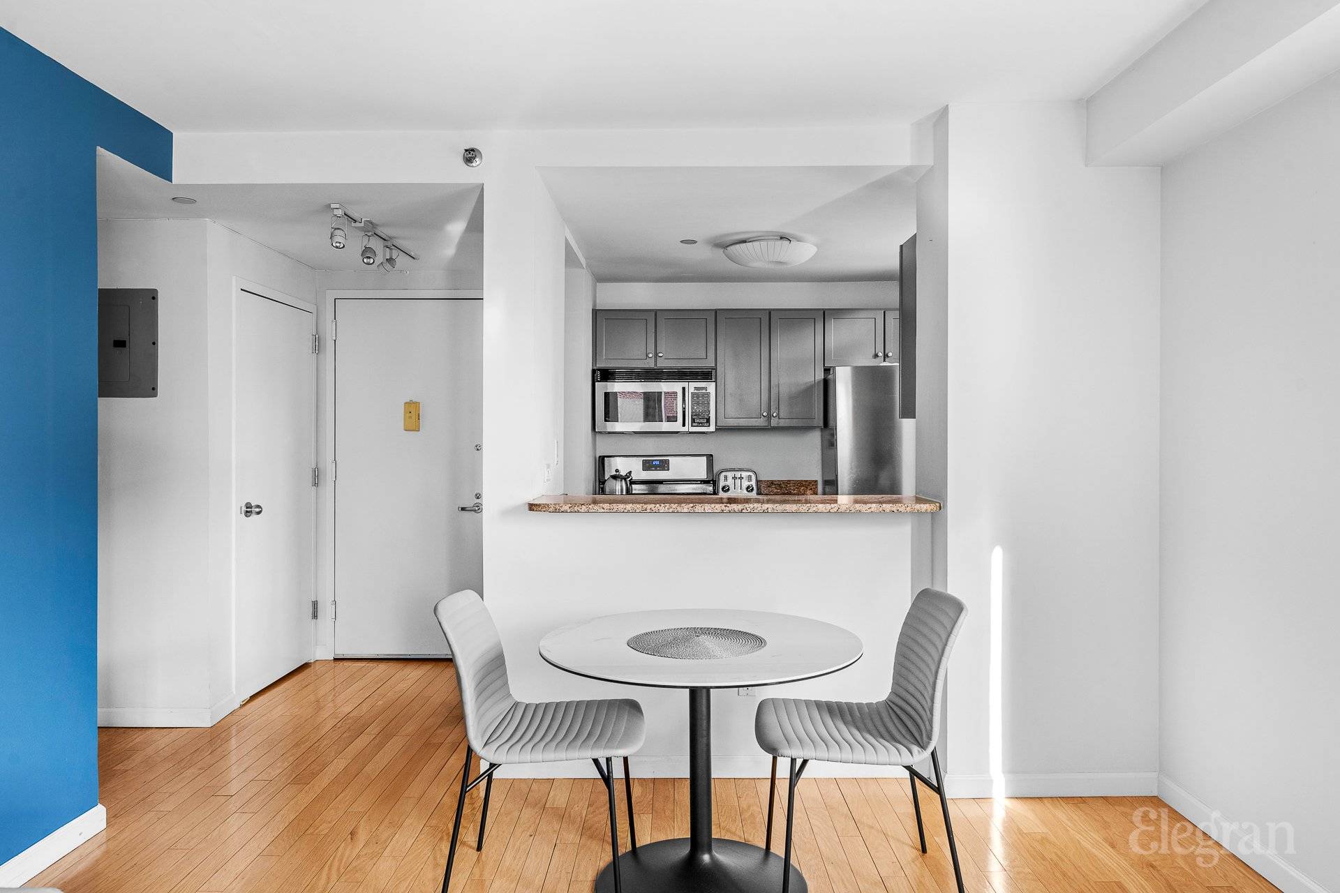 Corner Sunny South Facing 1 Bedroom w Balcony Furnished 6 months Rental January 1, 2025 One Bedroom at the Marais at 520 West 23rd Street.