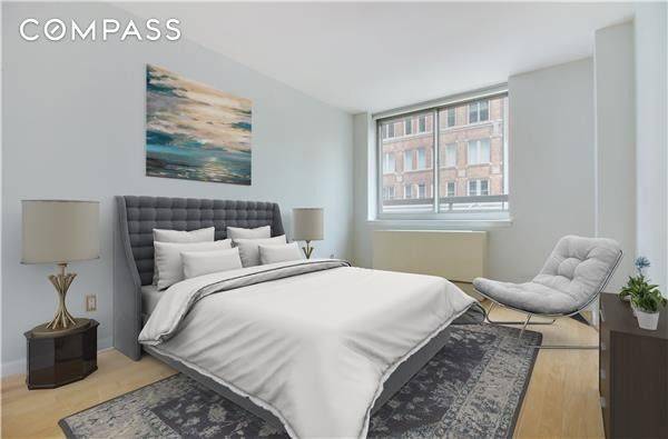 Flooded with natural light, this corner one bedroom at The Marais offers north and east exposures with direct views of the High Line through oversized windows and a smart, open ...