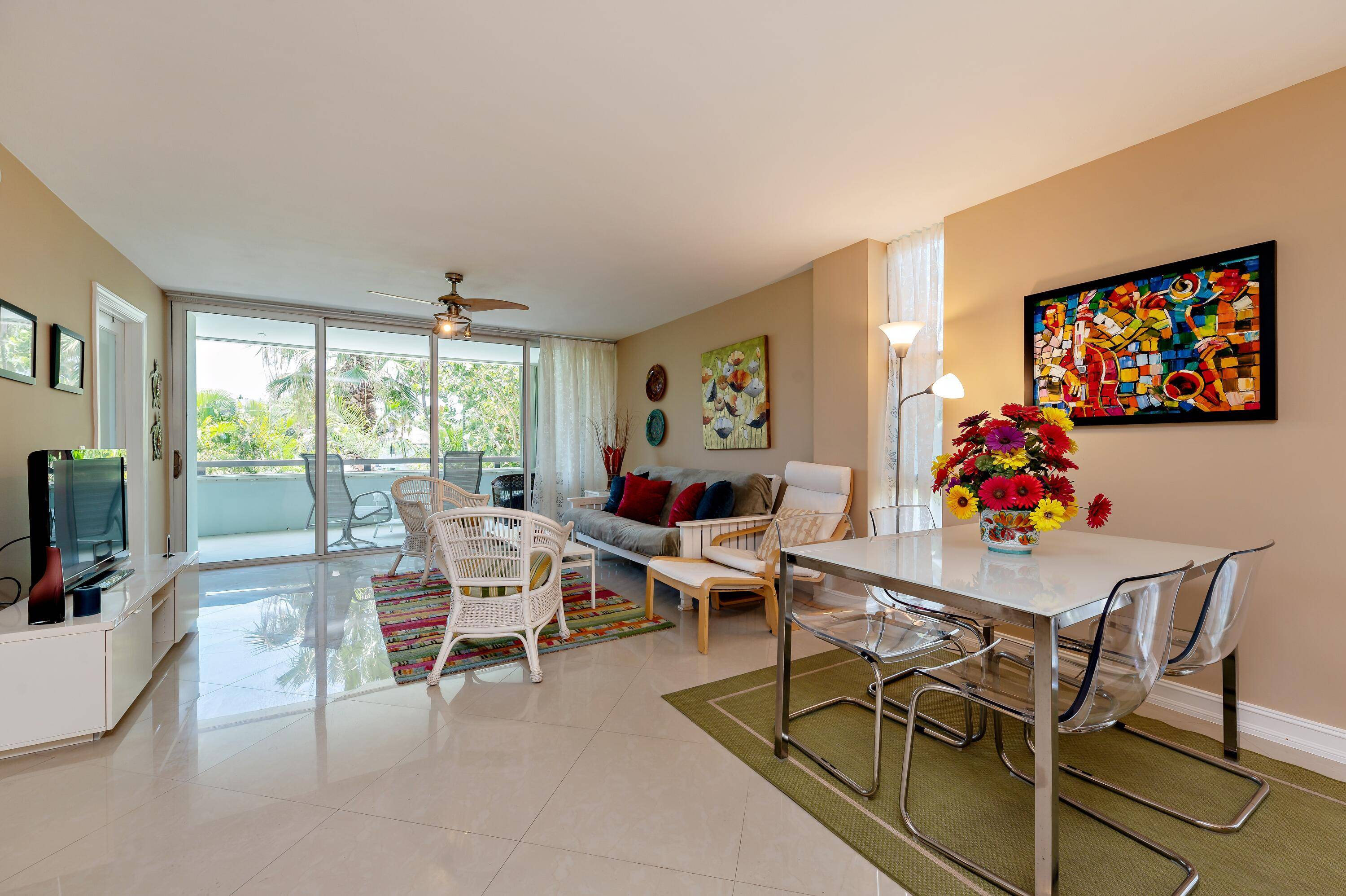 Large and Bright one bedroom one bath apartment with extremely huge outdoor terrace overlooking the community pool.