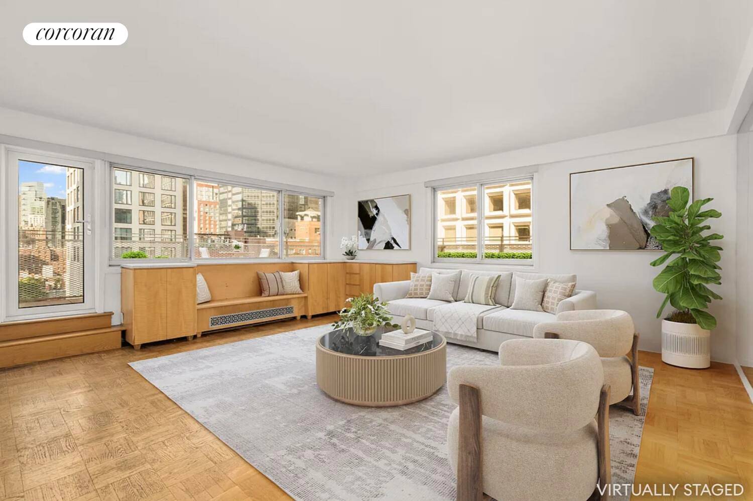 Nestled in the vibrant heart of Midtown East, Penthouse A is a bright and airy one bedroom, one bathroom home featuring a dedicated dining area and sweeping city views.