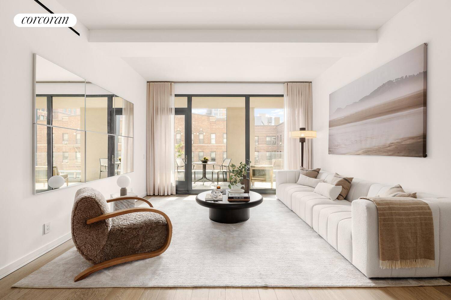 Welcome to this immaculate 1, 539 square foot residence, where soaring beamed ceilings rise over 10 feet high above fumed gray oak floors.