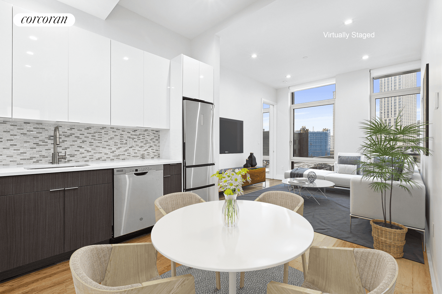 Thoughtfully designed, this two bedroom, two bathroom home comes complete with floor to ceiling triple glazed soundproof windows with custom shades, white oak hardwood floors amp ; private outdoor space ...