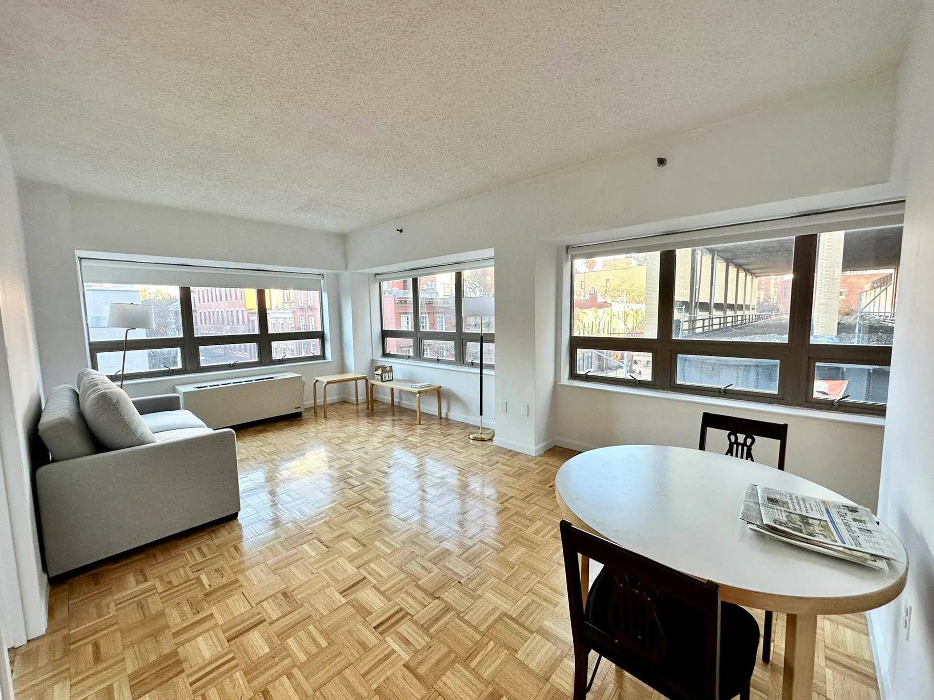 Residence 4D is a south amp ; east facing, CORNER, 1 bedroom featuring a full sized windowed kitchen with granite countertop and stainless steel appliances with a renovated, beautifully finished ...