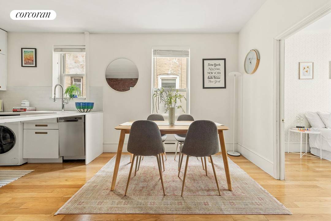 This cheerful two bedroom sits just one block from Prospect Park at the sweet spot where Park Slope meets Windsor Terrace, tucked inside a beautifully maintained co op.