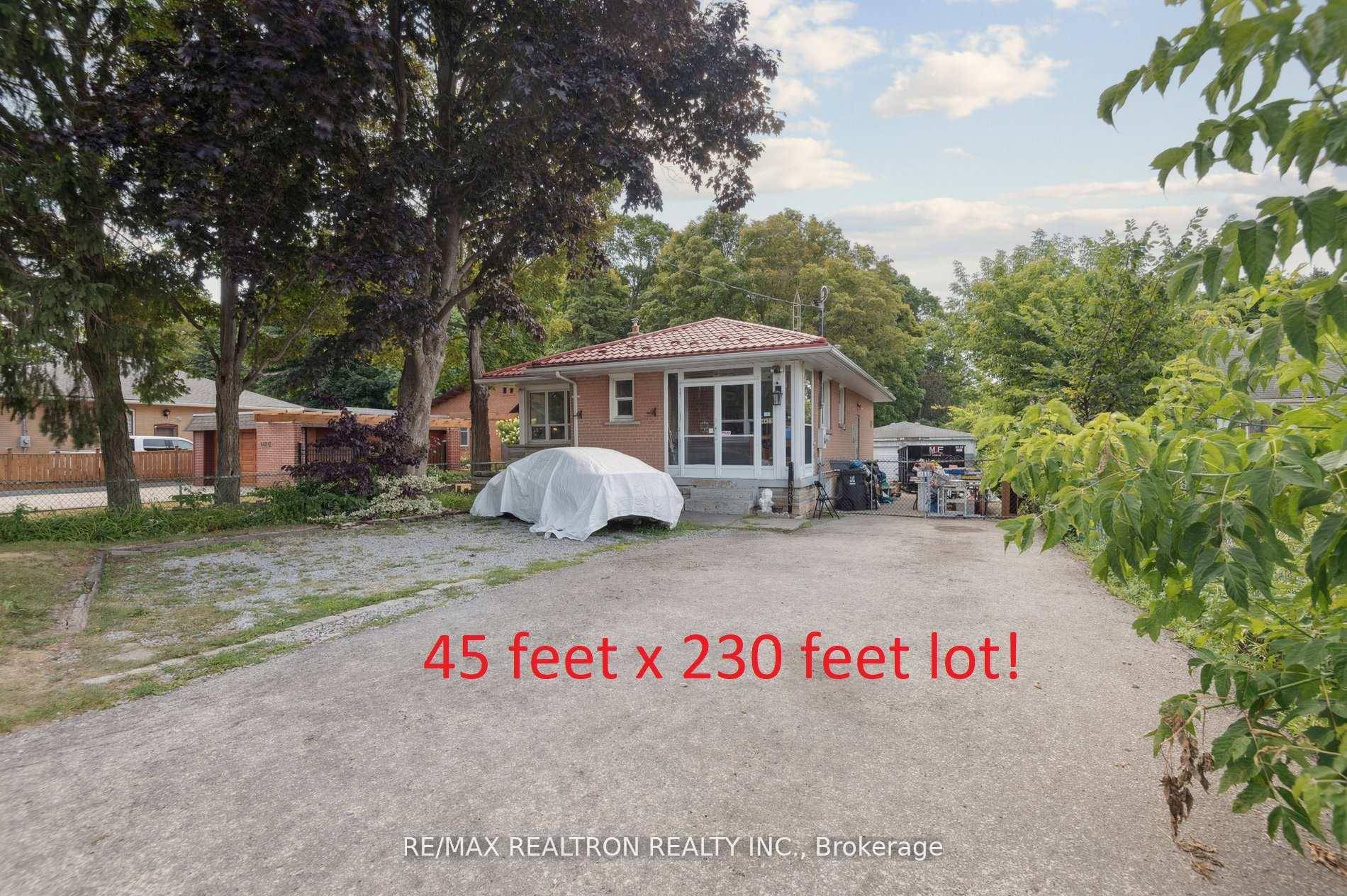 Detached Bungalow On Huge Lot 45 feet by 230 feet lot With Detached Double Garage !