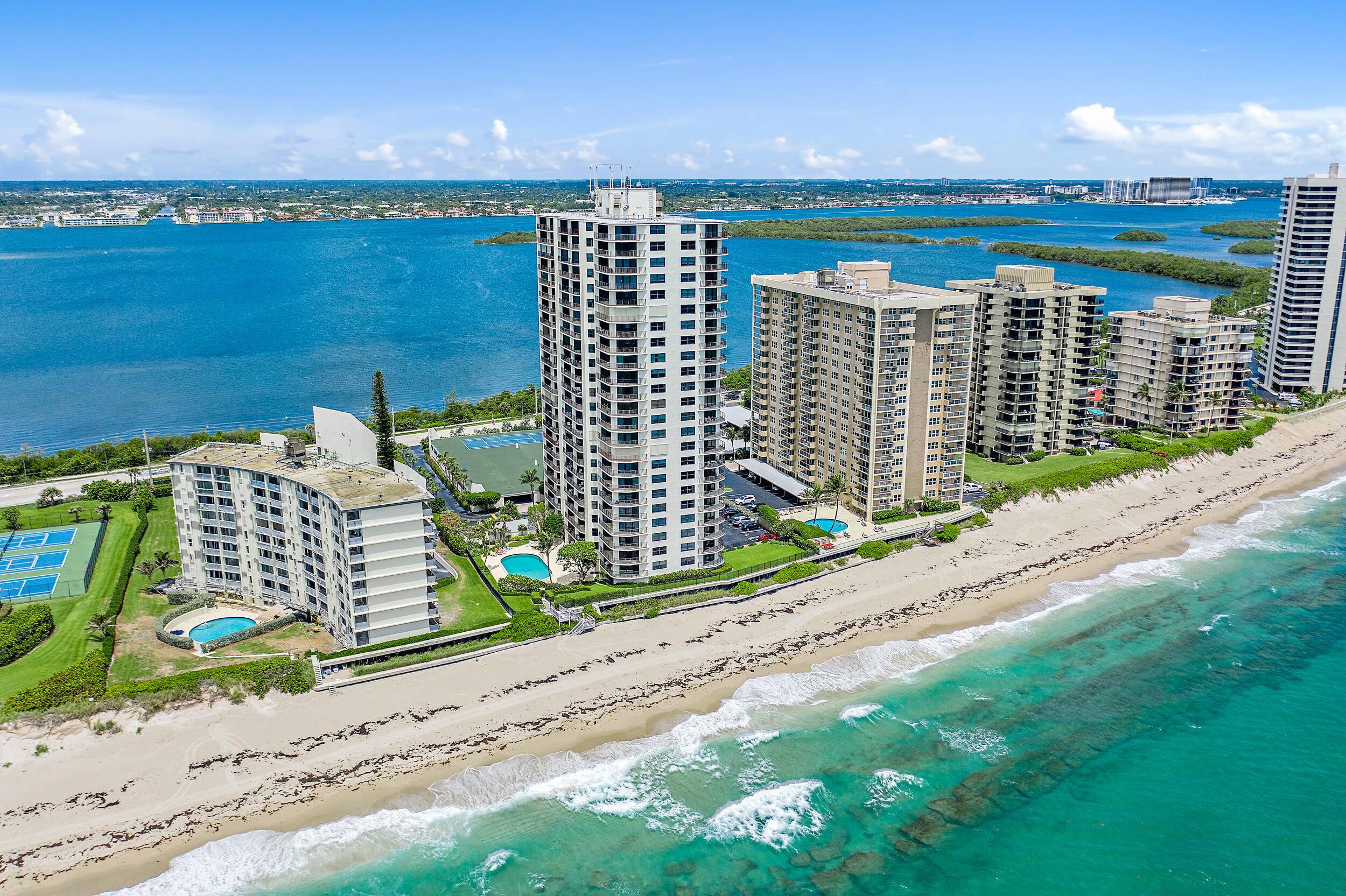 Enjoy spectacular views of the turquoise blue ocean w 800' of your own private beach to the amazing views of the Intracoastal where you can enjoy amazing sunsets firework displays ...
