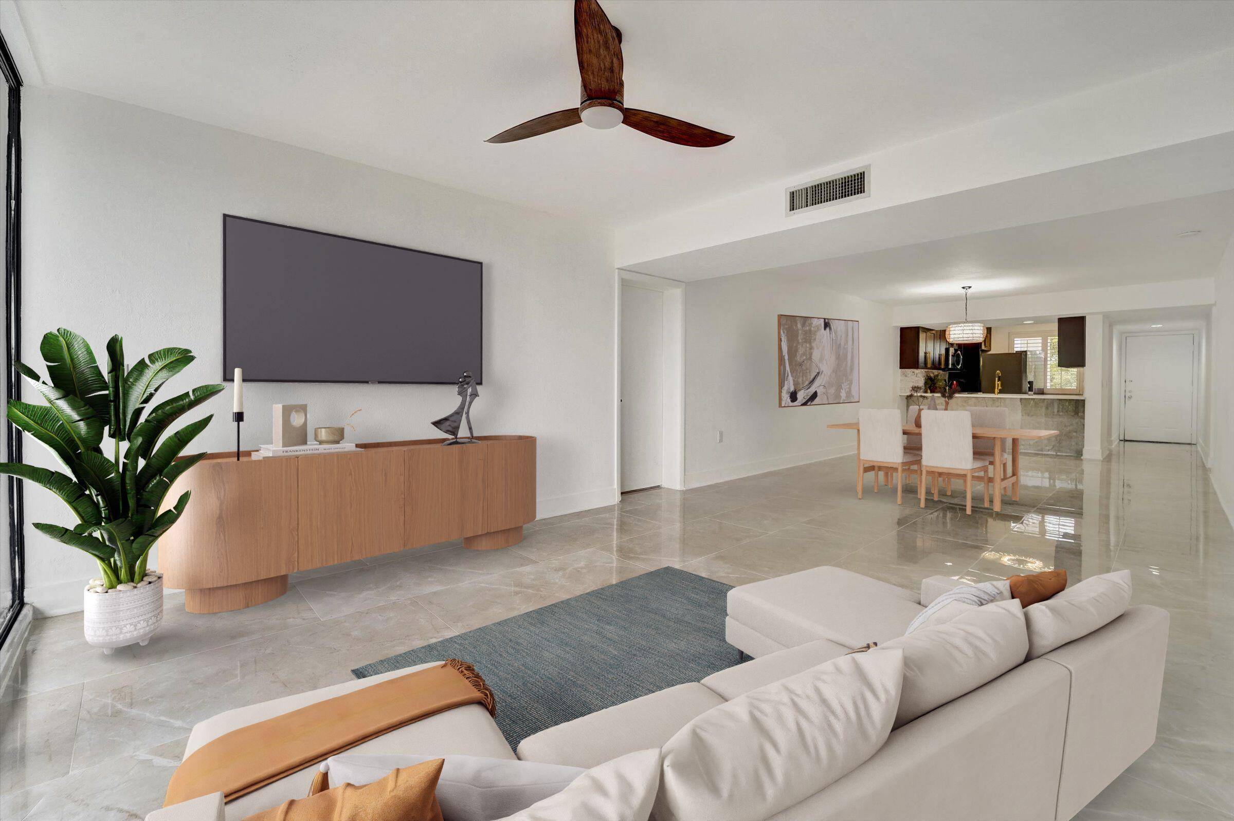 Fully renovated 2 bedroom 2 bath with a den office in prestigious Whitehall Condominium.