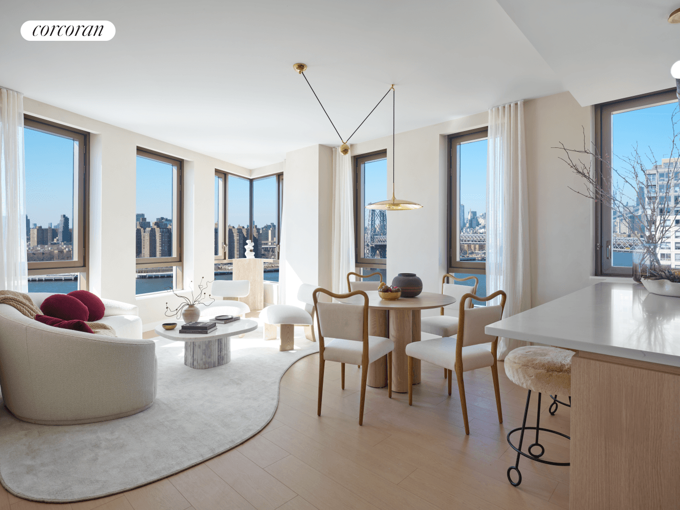Spacious Two Bedroom Residence with stunning natural light located directly on the East River waterfront.