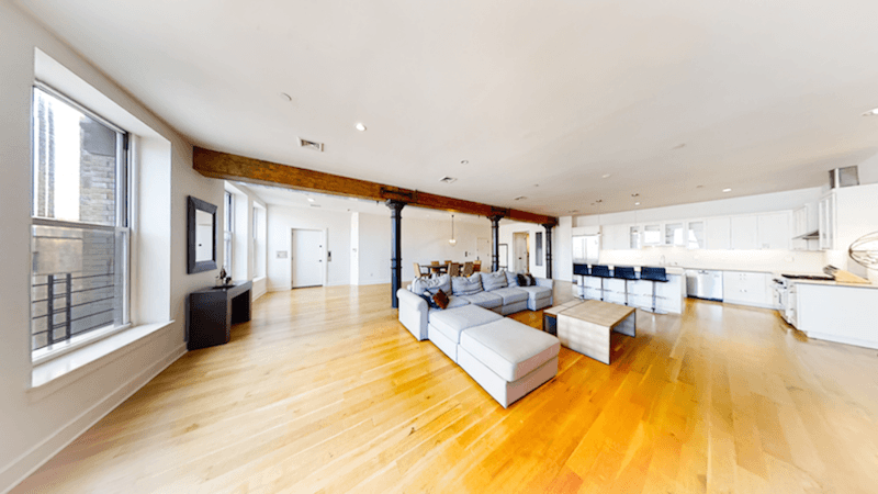 This massive downtown luxury Loft features 11 oversized windows flooded with sunlight overlooking the magnificent protected vistas of Hudson Square Park, lush greenery, and waterways of the Hudson River.