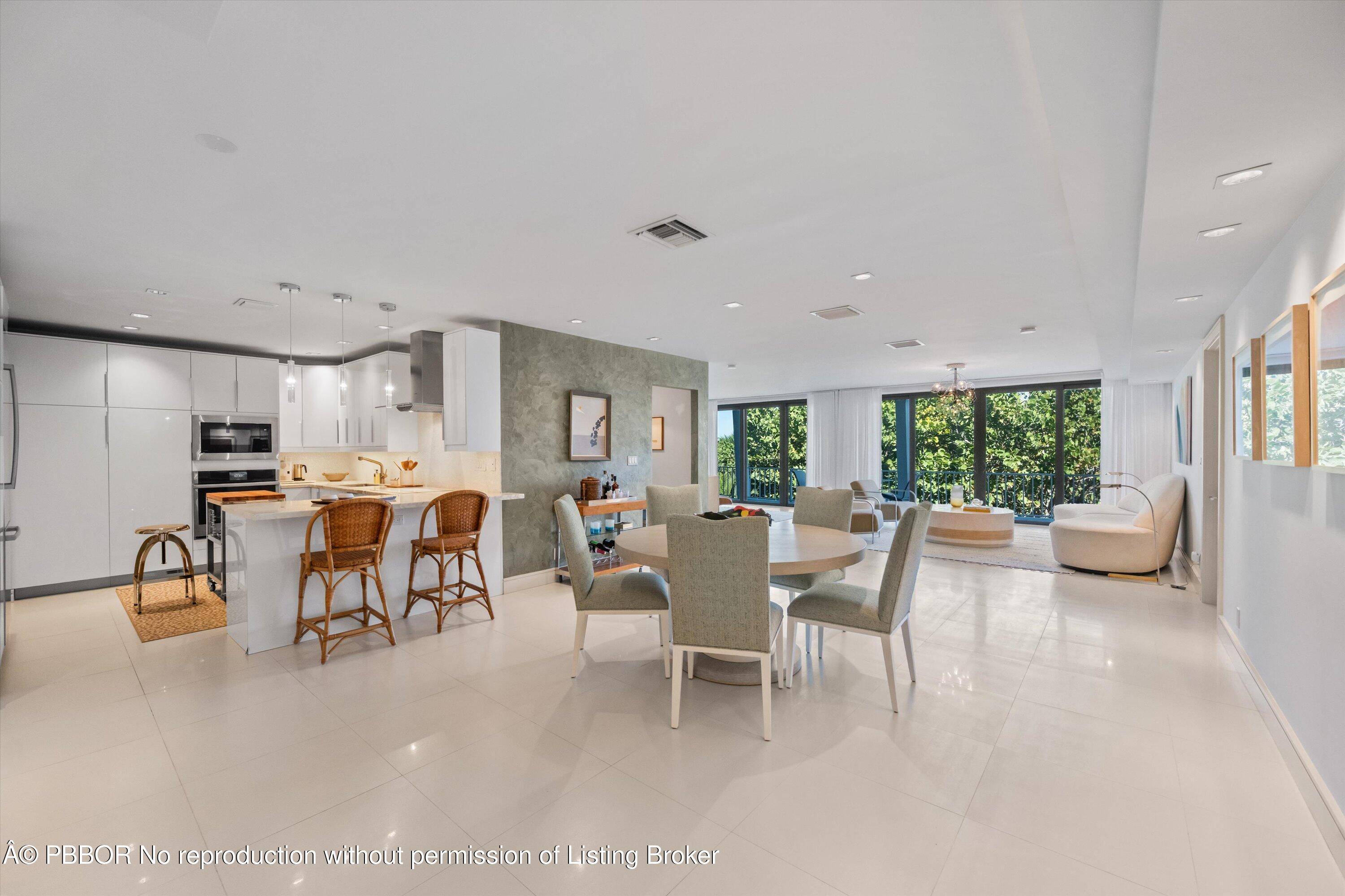 Exquisitely renovated, this two bedroom, two bath residence captures sweeping ocean vistas from both bedrooms and the sun filled living room.