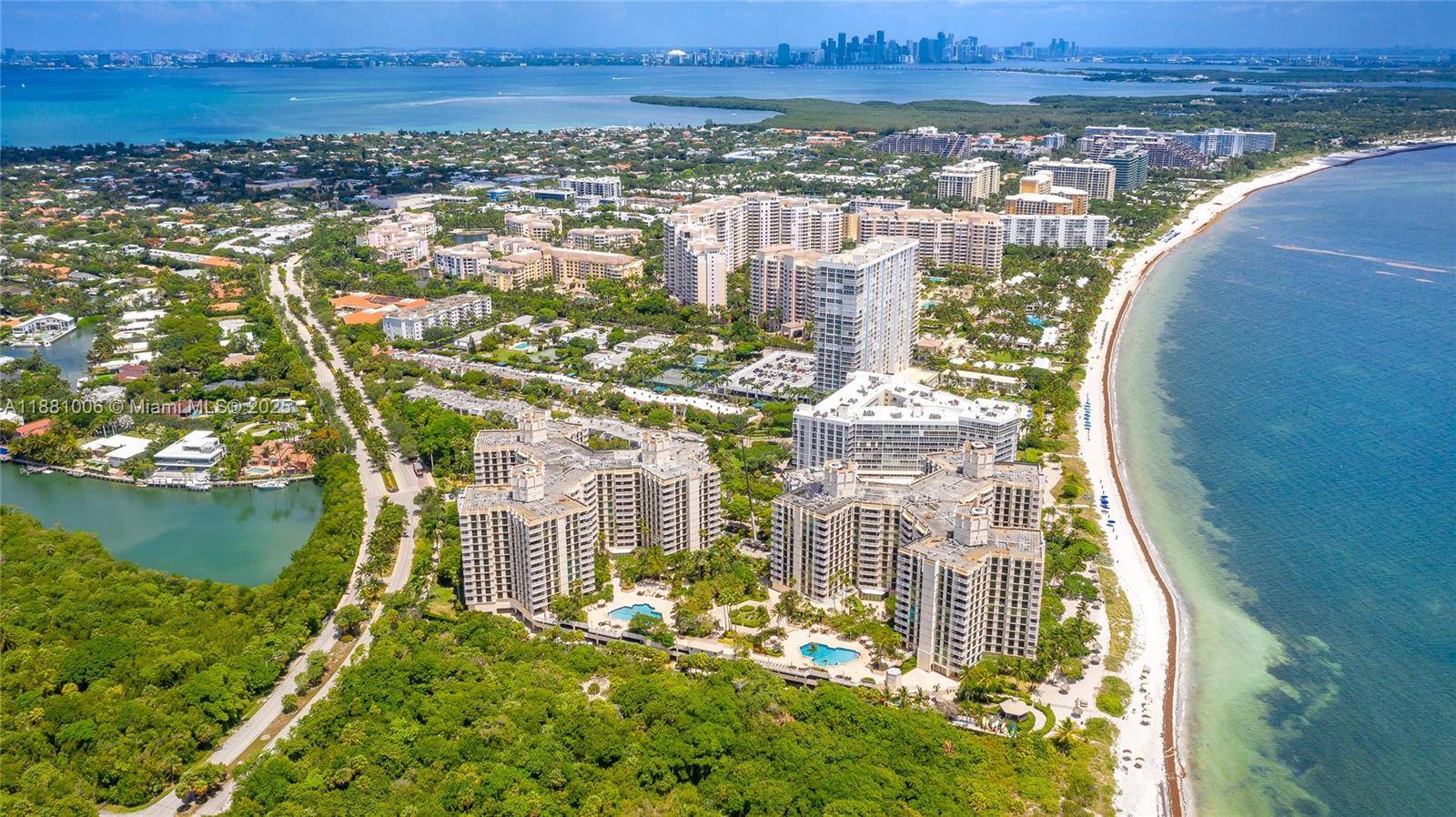 Gorgeous and serene wrap around views of Pines Canal, Bill Baggs State Park, Biscayne Bay and Downtown Miami are hallmarks of this 1782 Sq ft island flat.