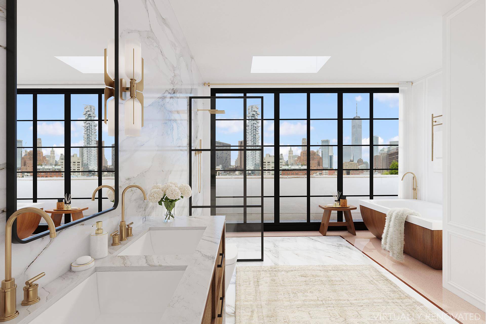 This stunning three story Tribeca penthouse epitomizes luxury living in Manhattan.