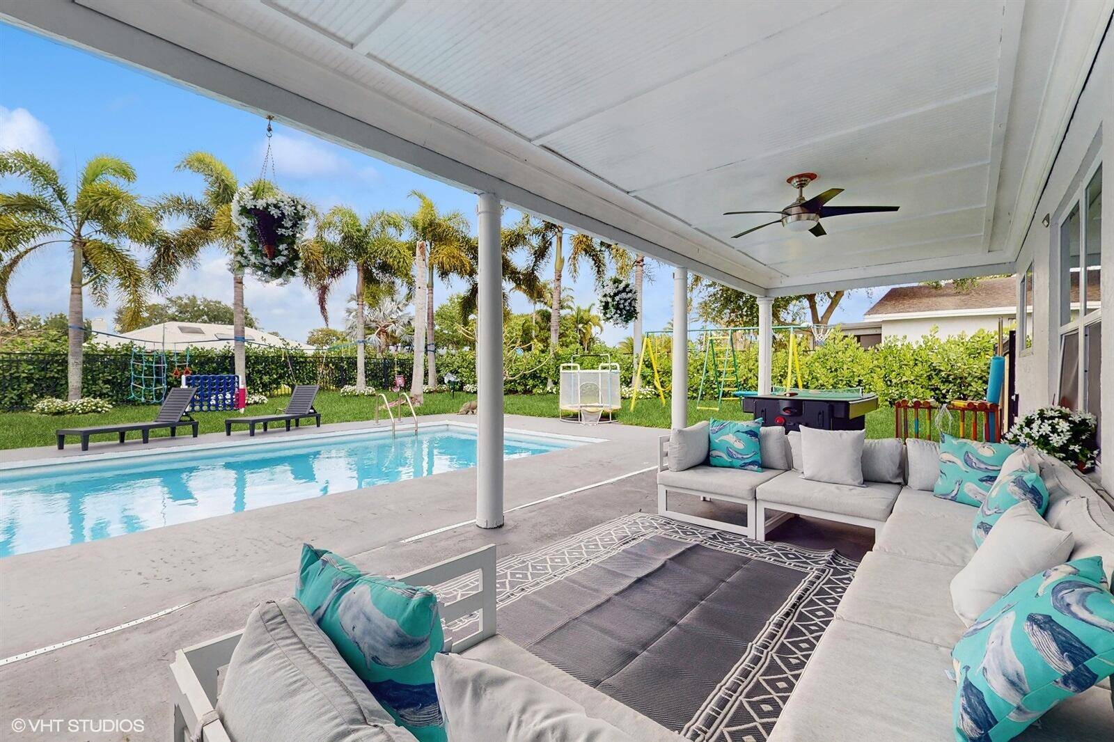 Beautifully renovated 5 3 house with big pool and huge yard with a lot of amenities for kids and adults.
